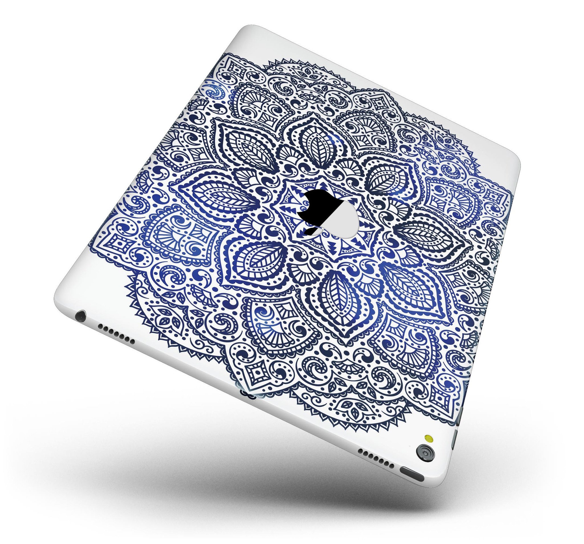 Dark Blue Indian Ornament Full Body Skin for iPad Pro, showcasing intricate design and premium vinyl material.