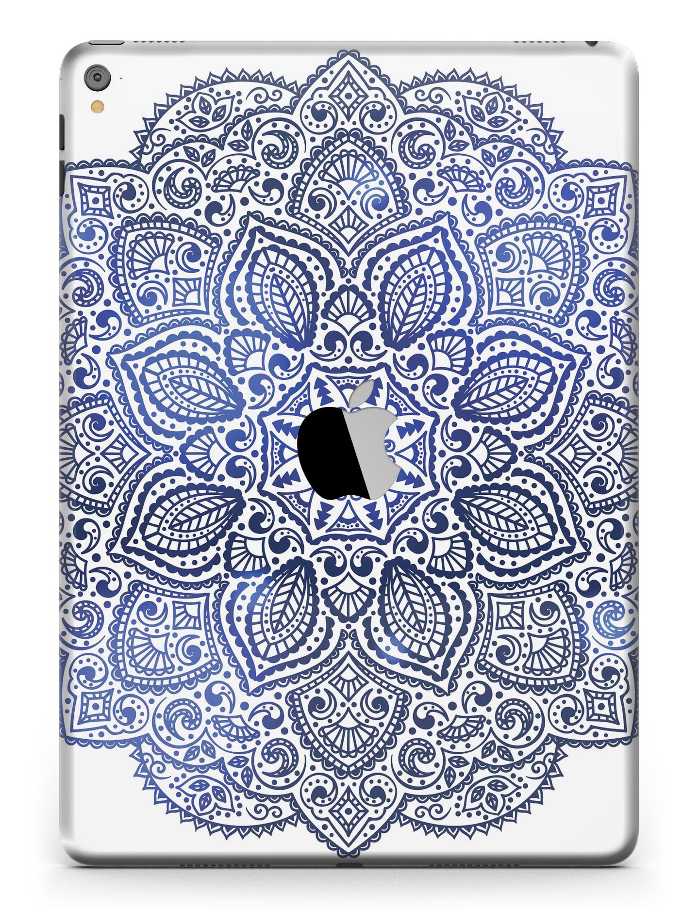 Dark Blue Indian Ornament Full Body Skin for iPad Pro, showcasing intricate design and premium vinyl material.