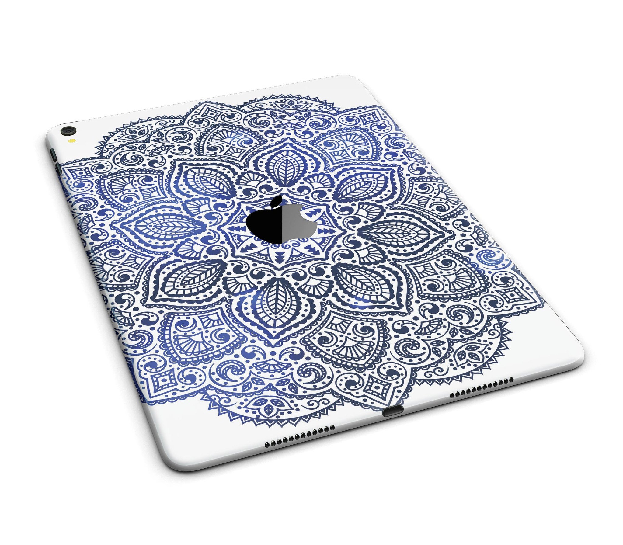 Dark Blue Indian Ornament Full Body Skin for iPad Pro, showcasing intricate design and premium vinyl material.