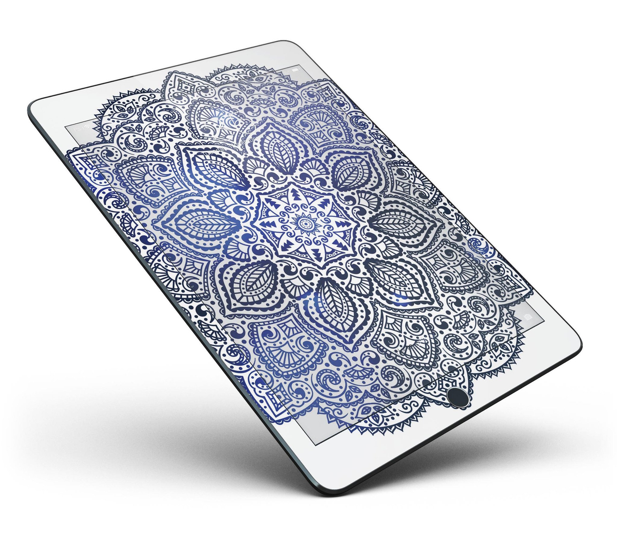 Dark Blue Indian Ornament Full Body Skin for iPad Pro, showcasing intricate design and premium vinyl material.