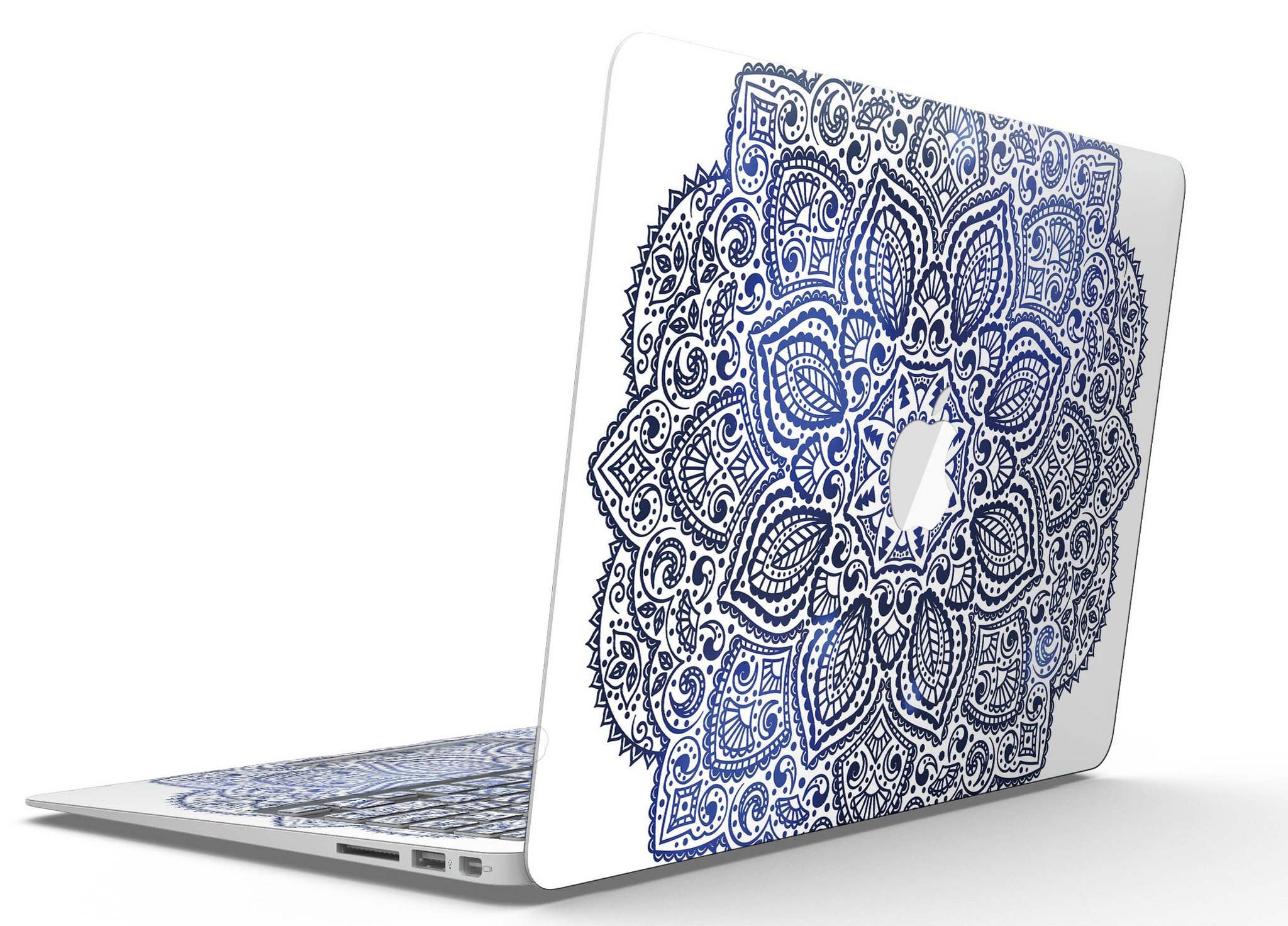 Dark Blue Indian Ornament skin for MacBook Air, showcasing intricate design and premium vinyl material.