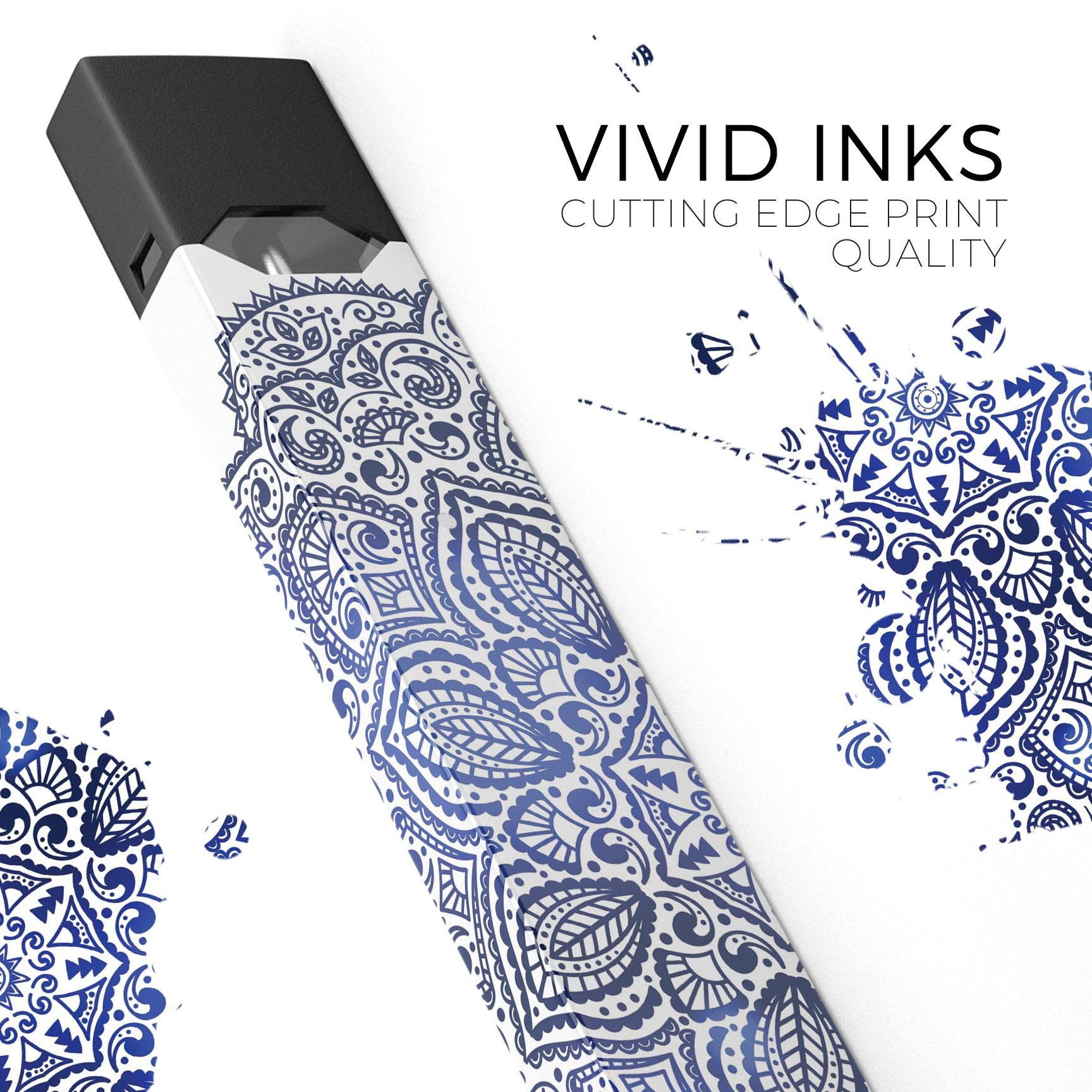 Dark Blue Indian Ornament skin-wrap sticker for JUUL device, showcasing intricate design and premium quality.