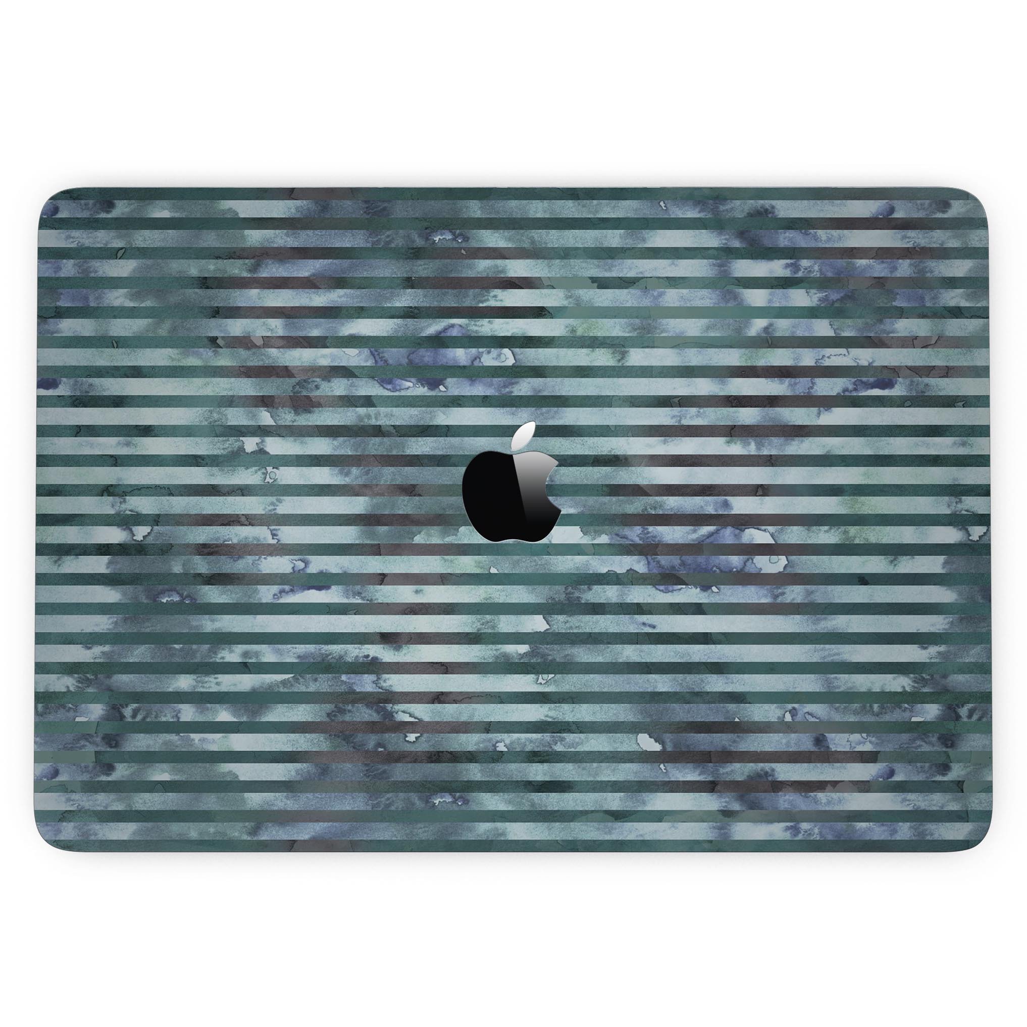Dark blue watercolor stripes skin for 13" MacBook Pro without Touch Bar, showcasing vibrant colors and a sleek design.