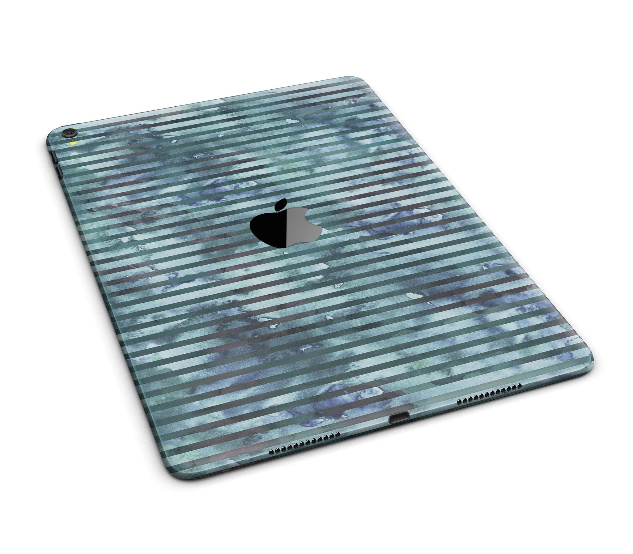 Dark blue watercolor stripes full body skin for iPad Pro, showcasing vibrant colors and a sleek design.