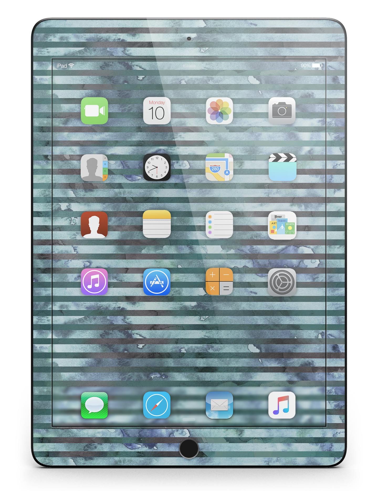 Dark blue watercolor stripes full body skin for iPad Pro, showcasing vibrant colors and a sleek design.