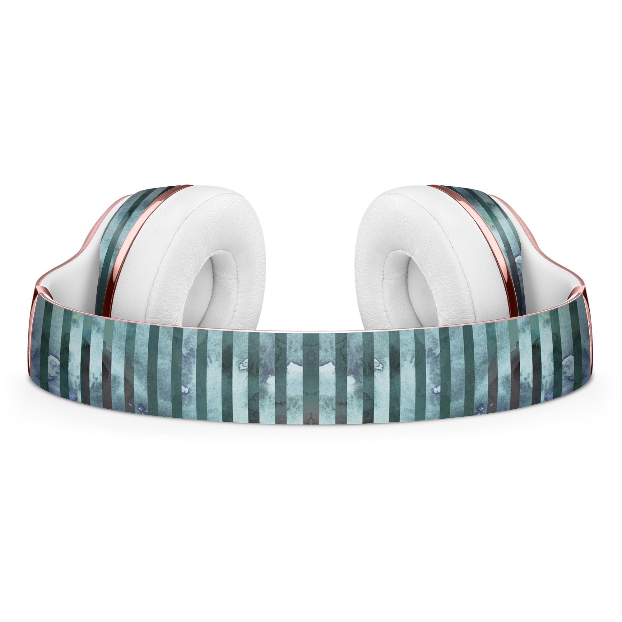 Dark blue watercolor stripes skin kit for Beats by Dre Solo 3 Wireless headphones, showcasing vibrant colors and a sleek design.
