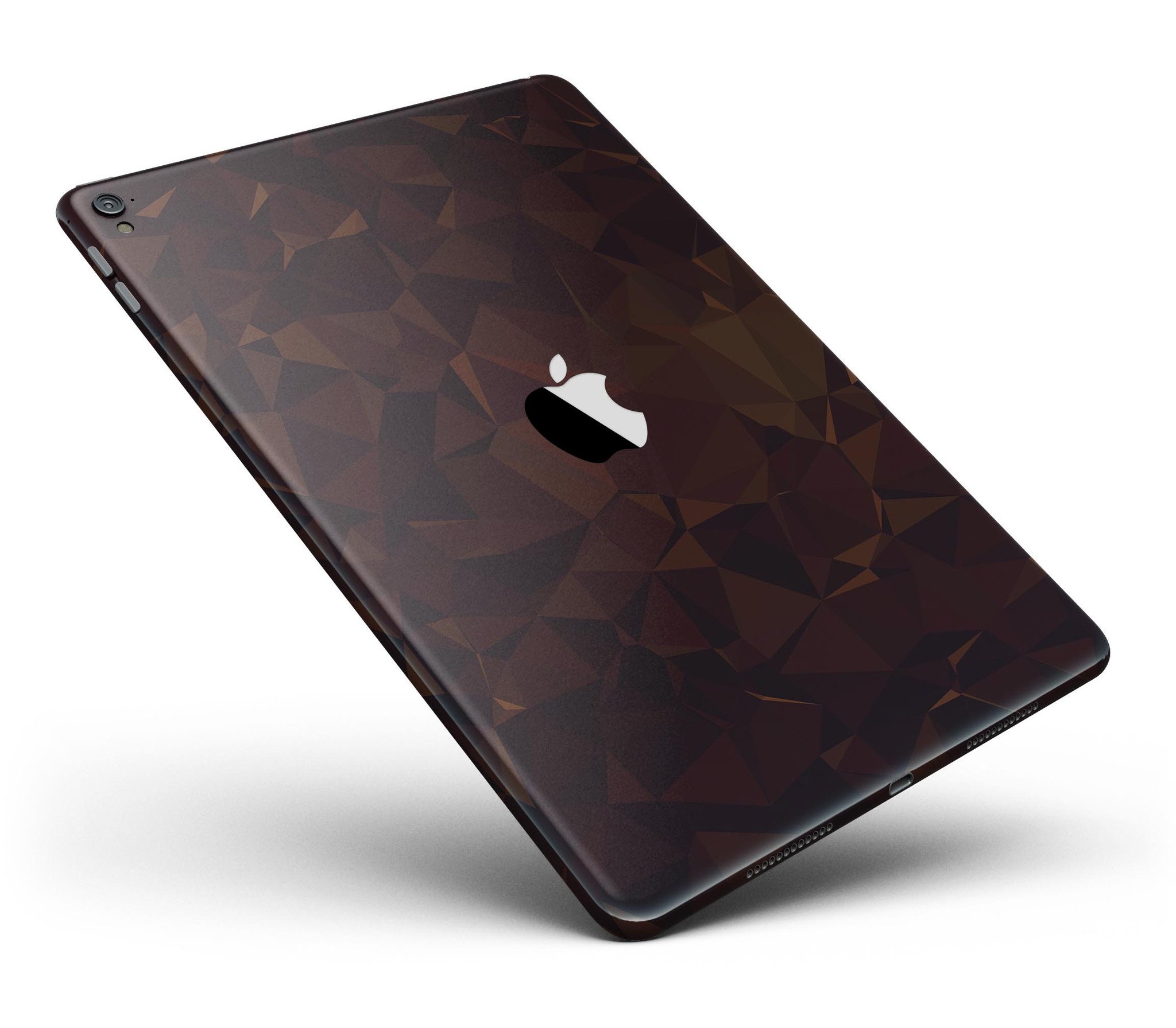 Dark copper abstract geometric shapes skin for iPad Pro, showcasing a stylish design that fits perfectly on the device.