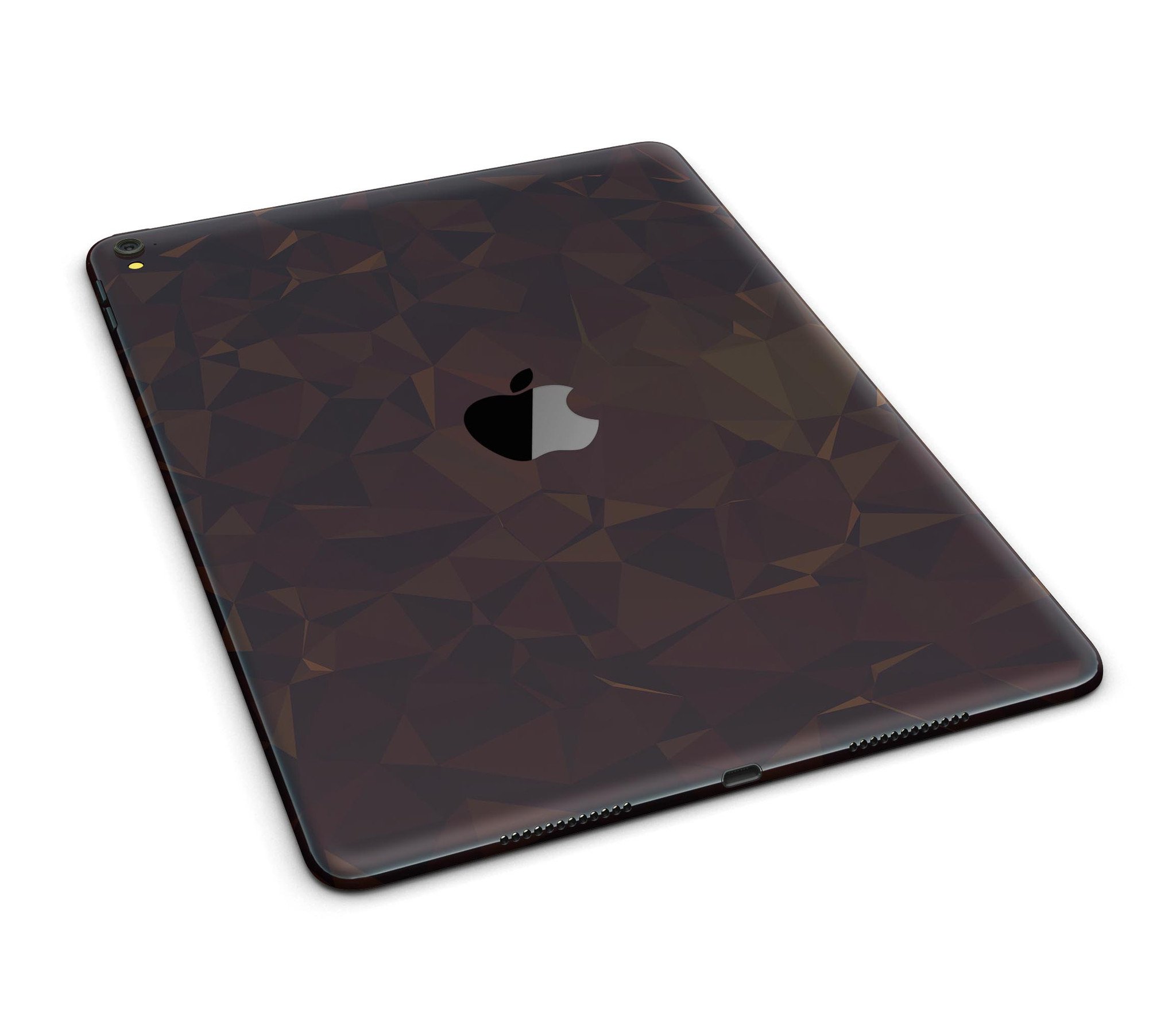 Dark copper abstract geometric shapes skin for iPad Pro, showcasing a stylish design that fits perfectly on the device.