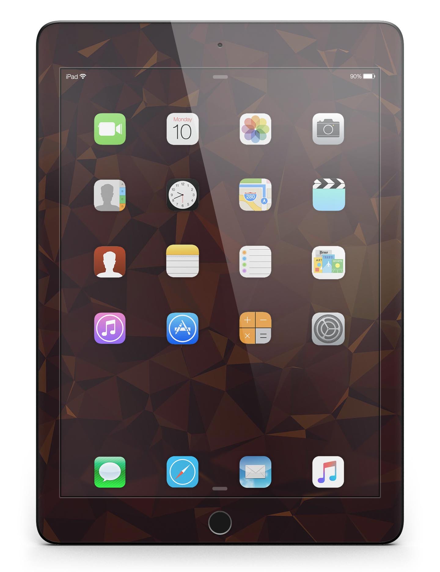 Dark copper abstract geometric shapes skin for iPad Pro, showcasing a stylish design that fits perfectly on the device.