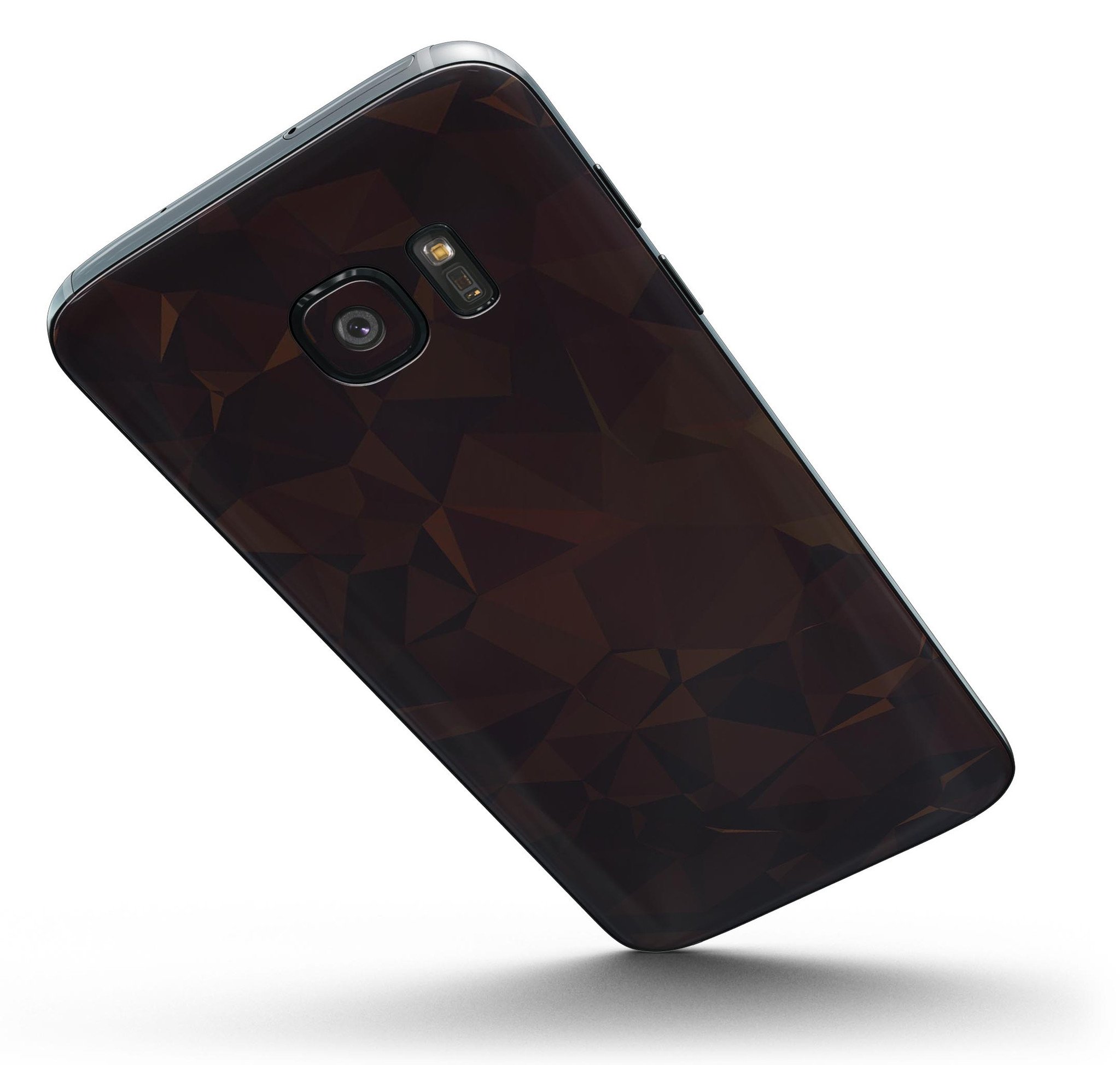 Dark Copper Abstract Geometric Shapes skin for Samsung Galaxy S7 and S7 Edge, showcasing a stylish design with full-body coverage.