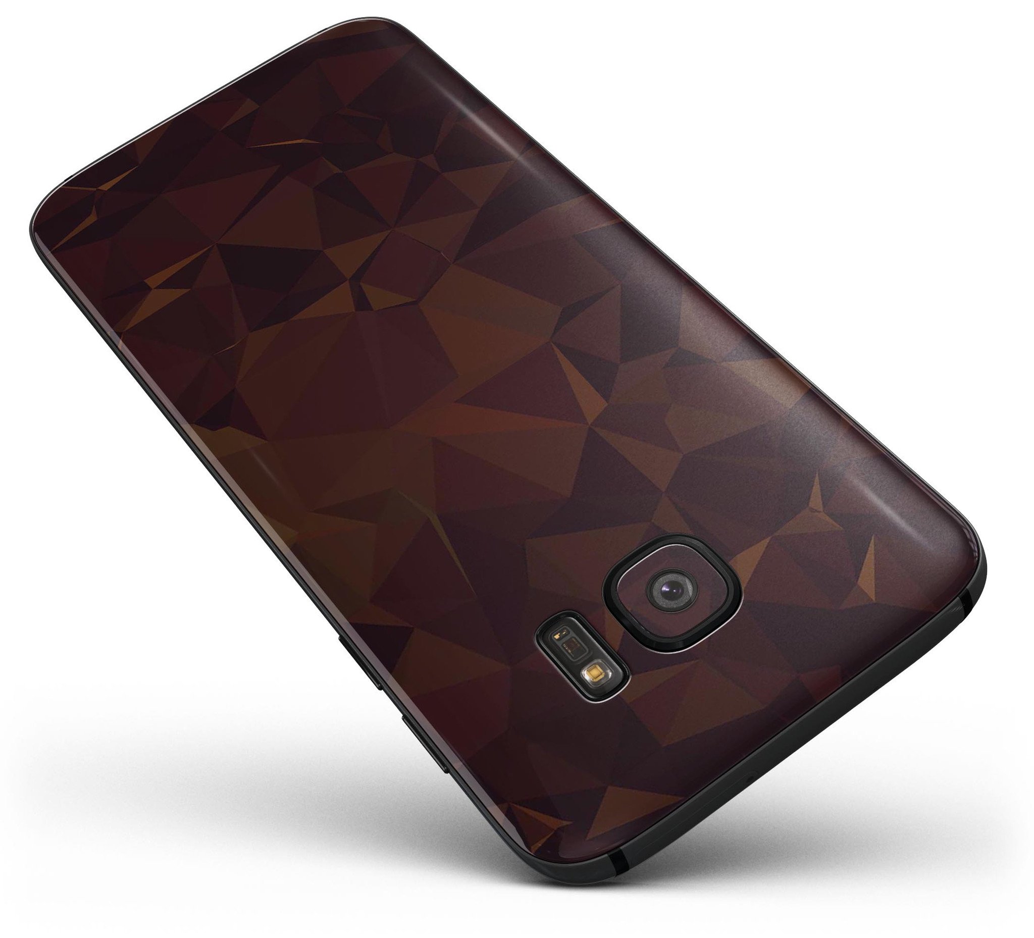 Dark Copper Abstract Geometric Shapes skin for Samsung Galaxy S7 and S7 Edge, showcasing a stylish design with full-body coverage.