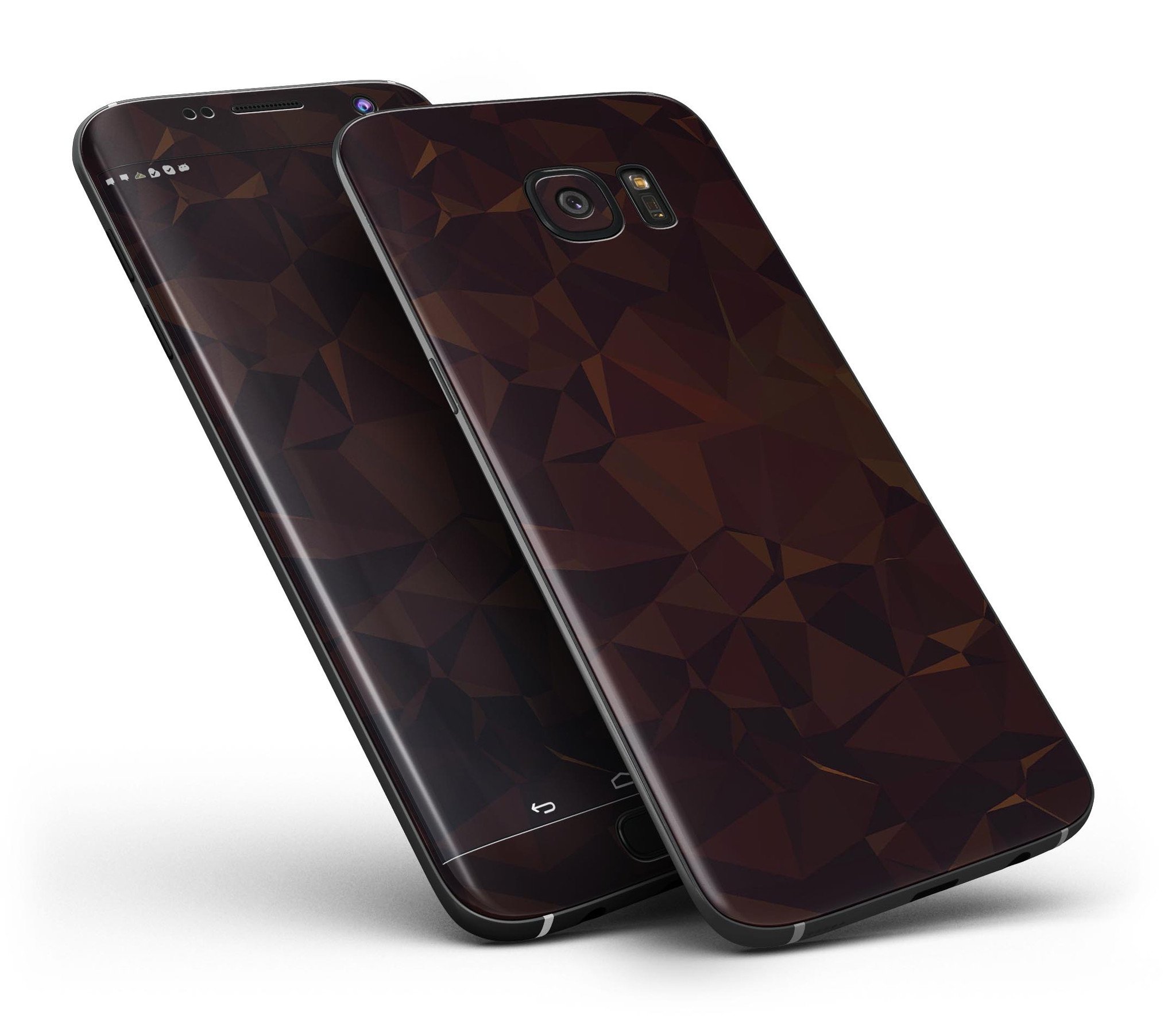 Dark Copper Abstract Geometric Shapes skin for Samsung Galaxy S7 and S7 Edge, showcasing a stylish design with full-body coverage.