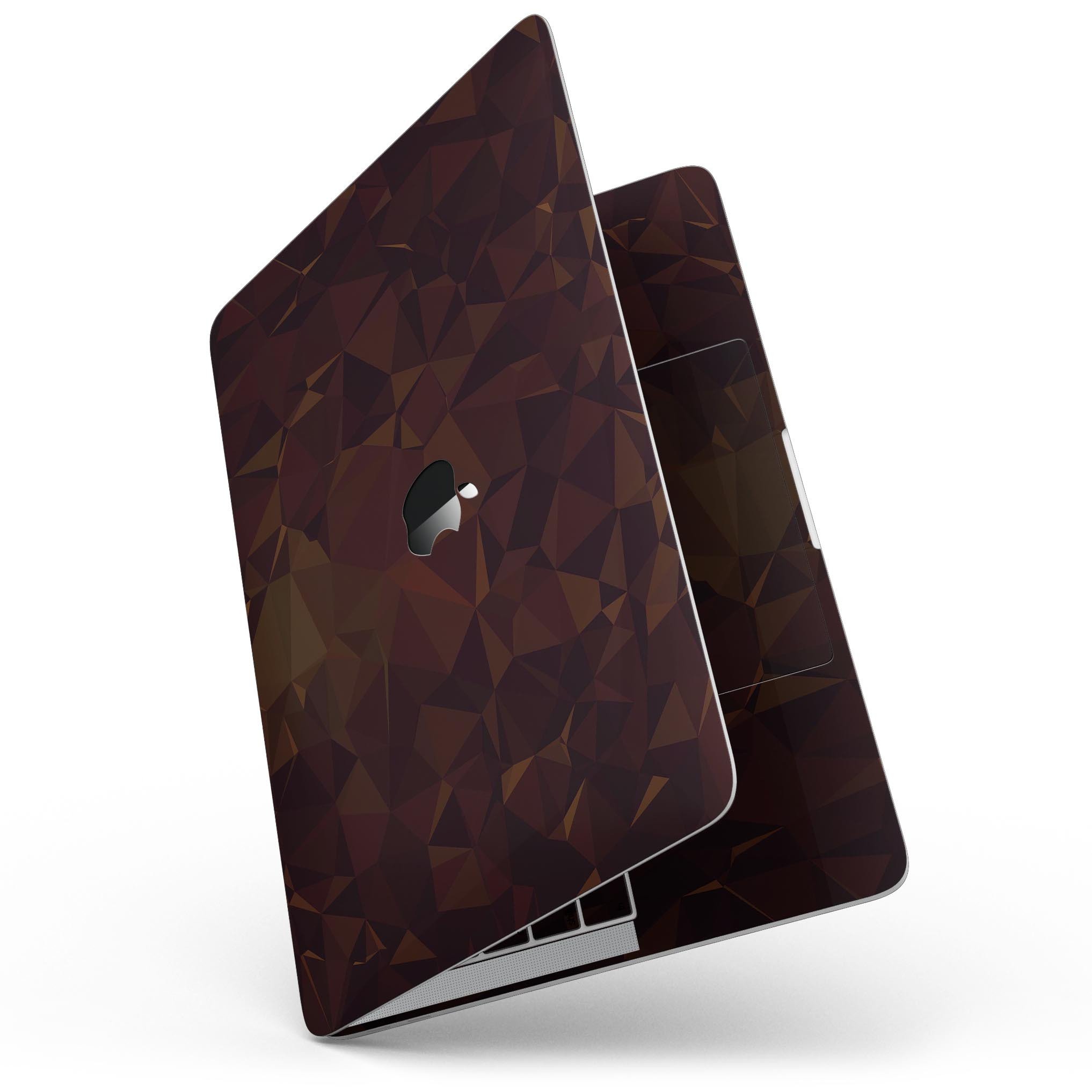 Dark Copper Abstract Geometric Shapes skin for MacBook Pro with Touch Bar, showcasing a stylish design that protects the device.