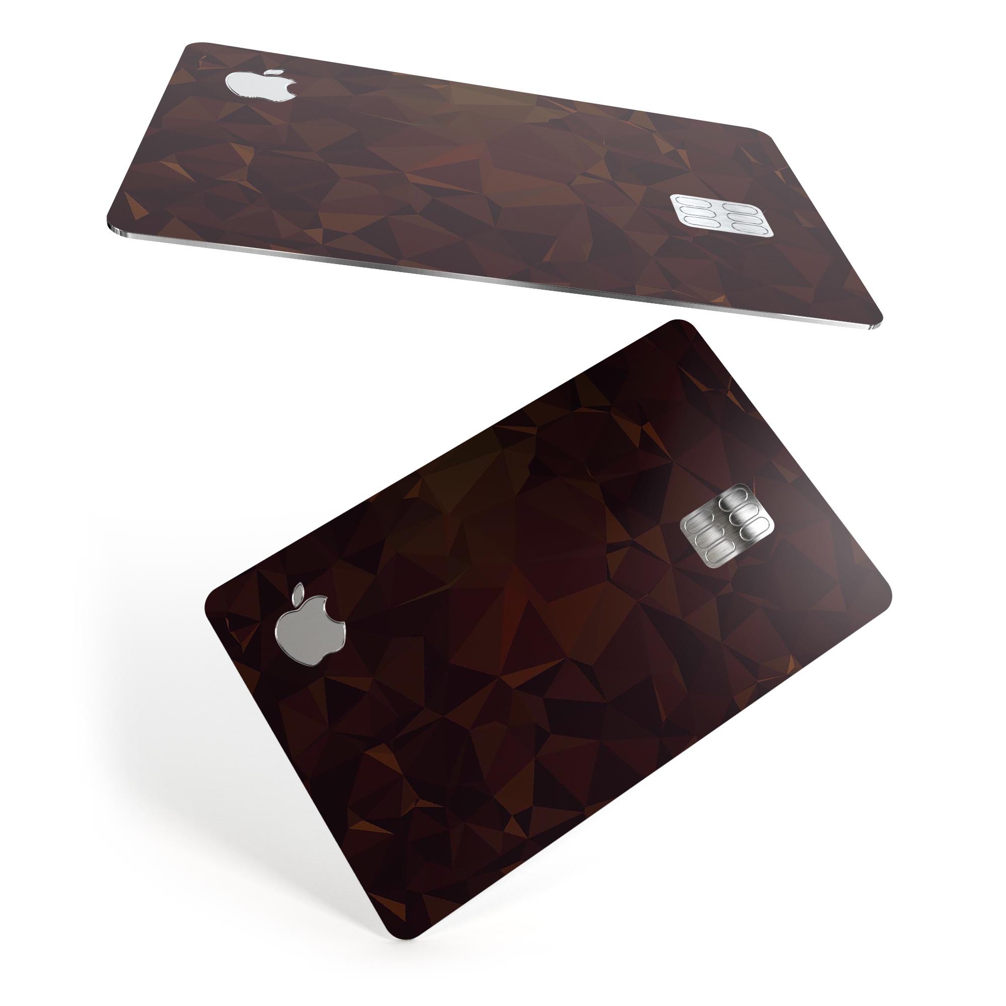 Dark Copper Abstract Geometric Shapes decal for Apple Card, showcasing a stylish design with geometric patterns.