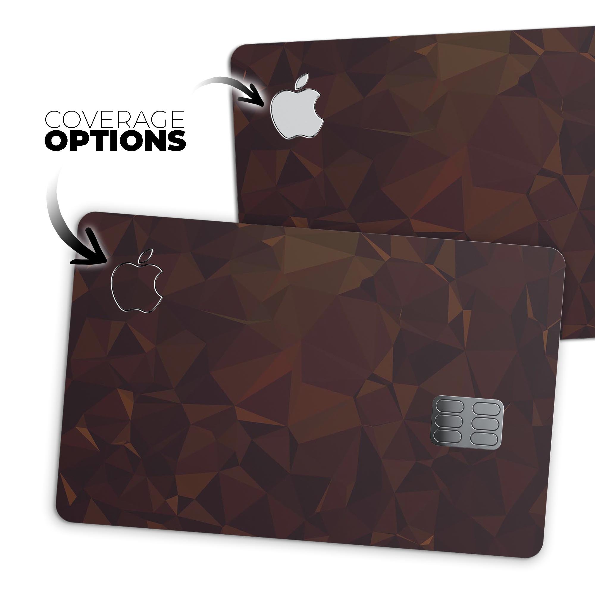 Dark Copper Abstract Geometric Shapes decal for Apple Card, showcasing a stylish design with geometric patterns.