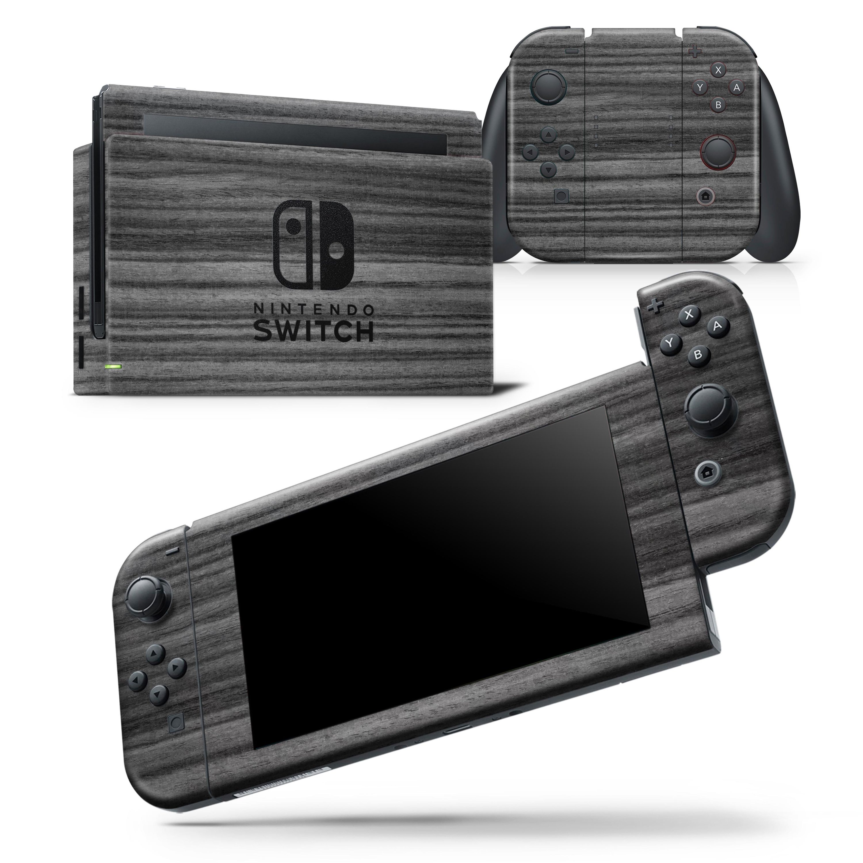 Dark Ebony Woodgrain skin wrap decal for Nintendo Switch Lite, showcasing a sleek design that fits snugly on the console.