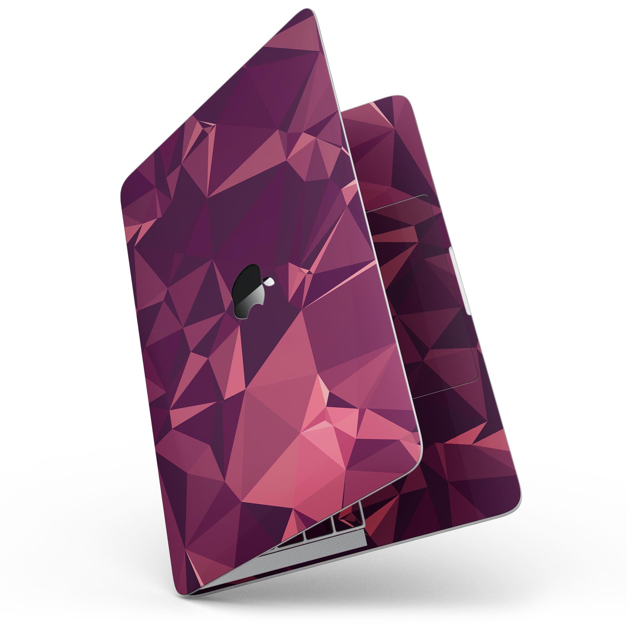 Dark Geometric V15 skin kit for MacBook Pro with Touch Bar, showcasing a stylish geometric design and premium vinyl material.