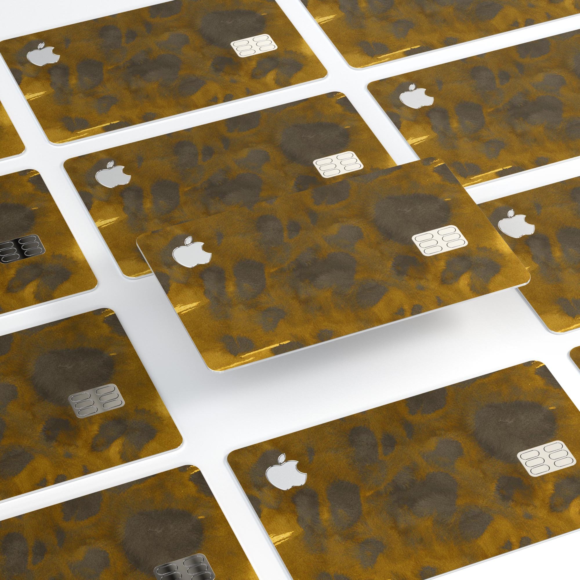 Dark Gold Caverns skin kit for Apple Card, showcasing premium vinyl design and bubble-free installation features.