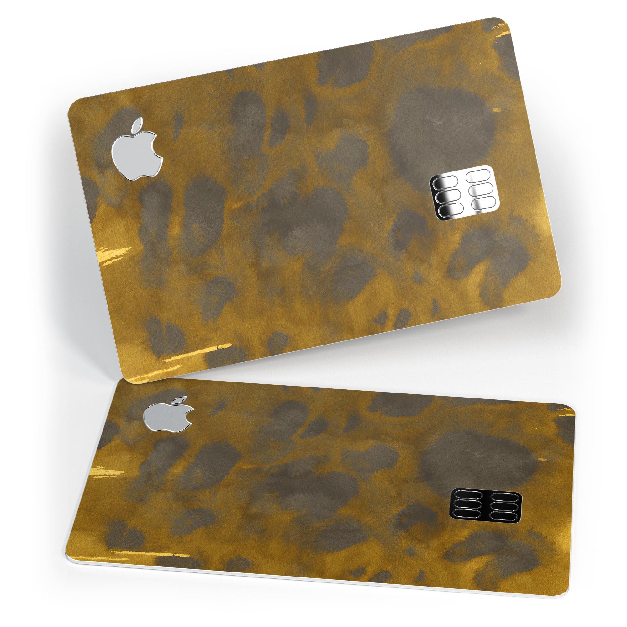 Dark Gold Caverns skin kit for Apple Card, showcasing premium vinyl design and bubble-free installation features.
