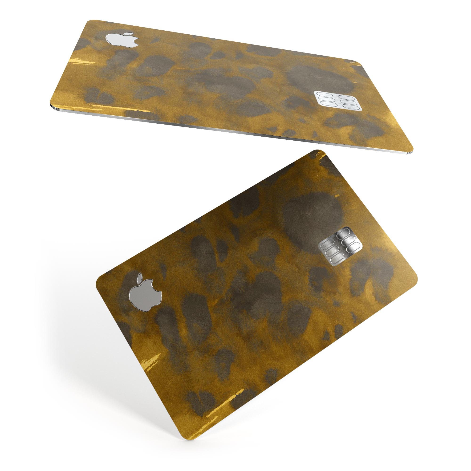 Dark Gold Caverns skin kit for Apple Card, showcasing premium vinyl design and bubble-free installation features.
