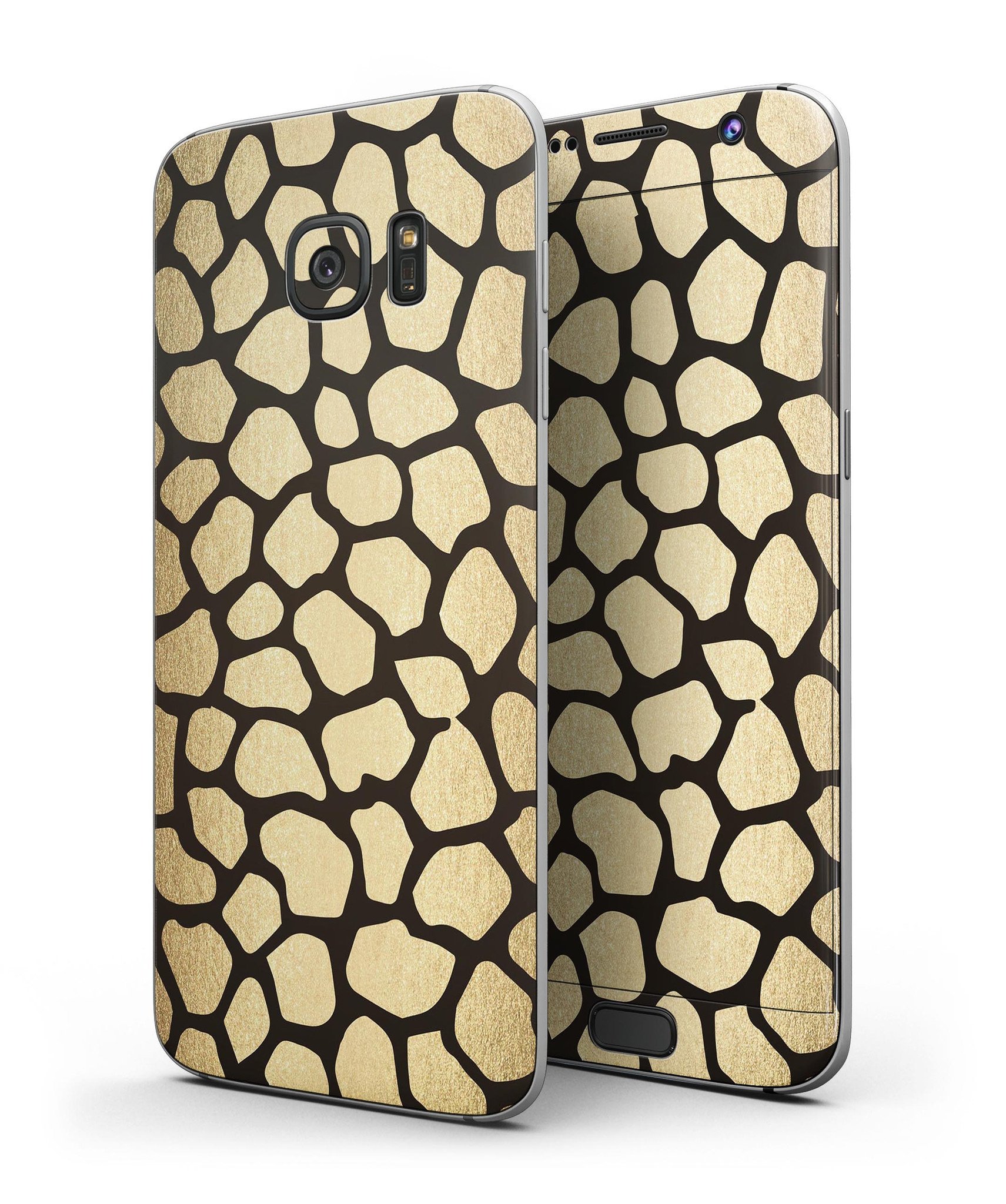Dark Gold Flaked Animal v2 Full Body Skin-Kit for Samsung Galaxy S7 and S7 Edge, showcasing premium vinyl design and stylish finish.