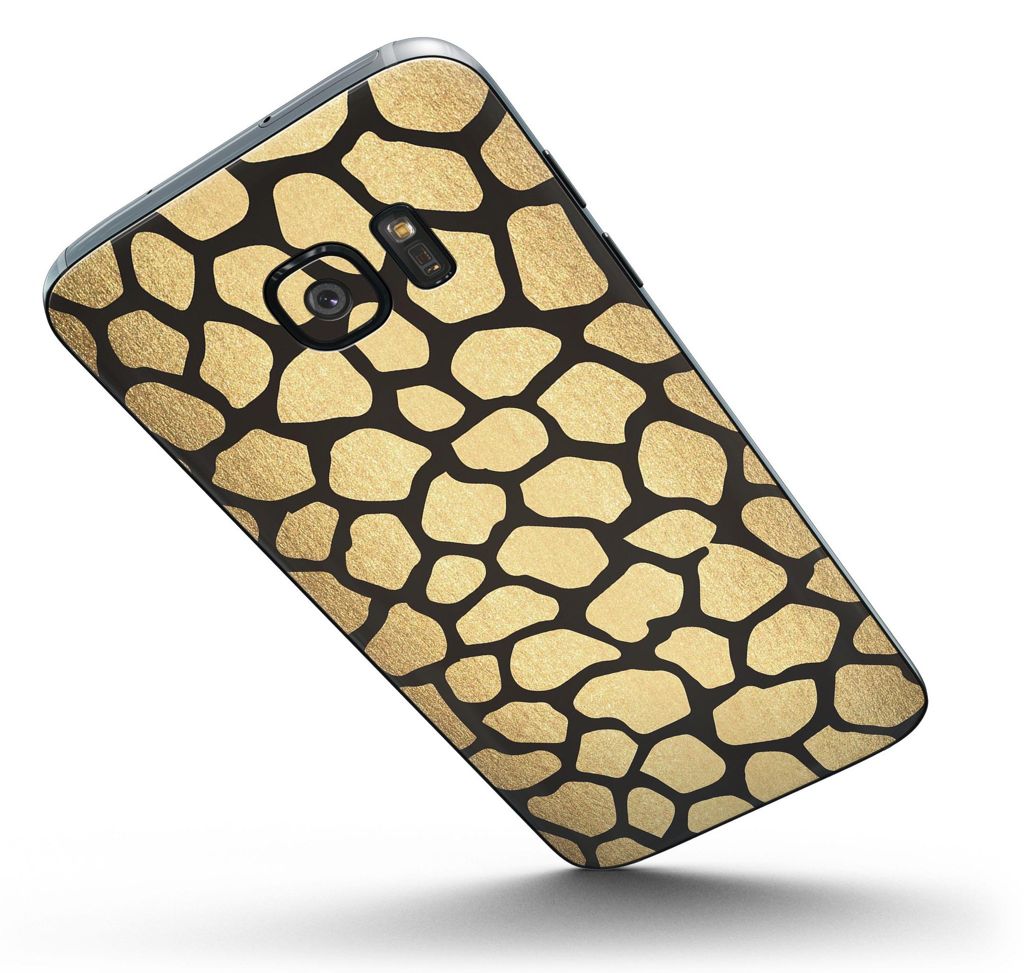 Dark Gold Flaked Animal v2 Full Body Skin-Kit for Samsung Galaxy S7 and S7 Edge, showcasing premium vinyl design and stylish finish.