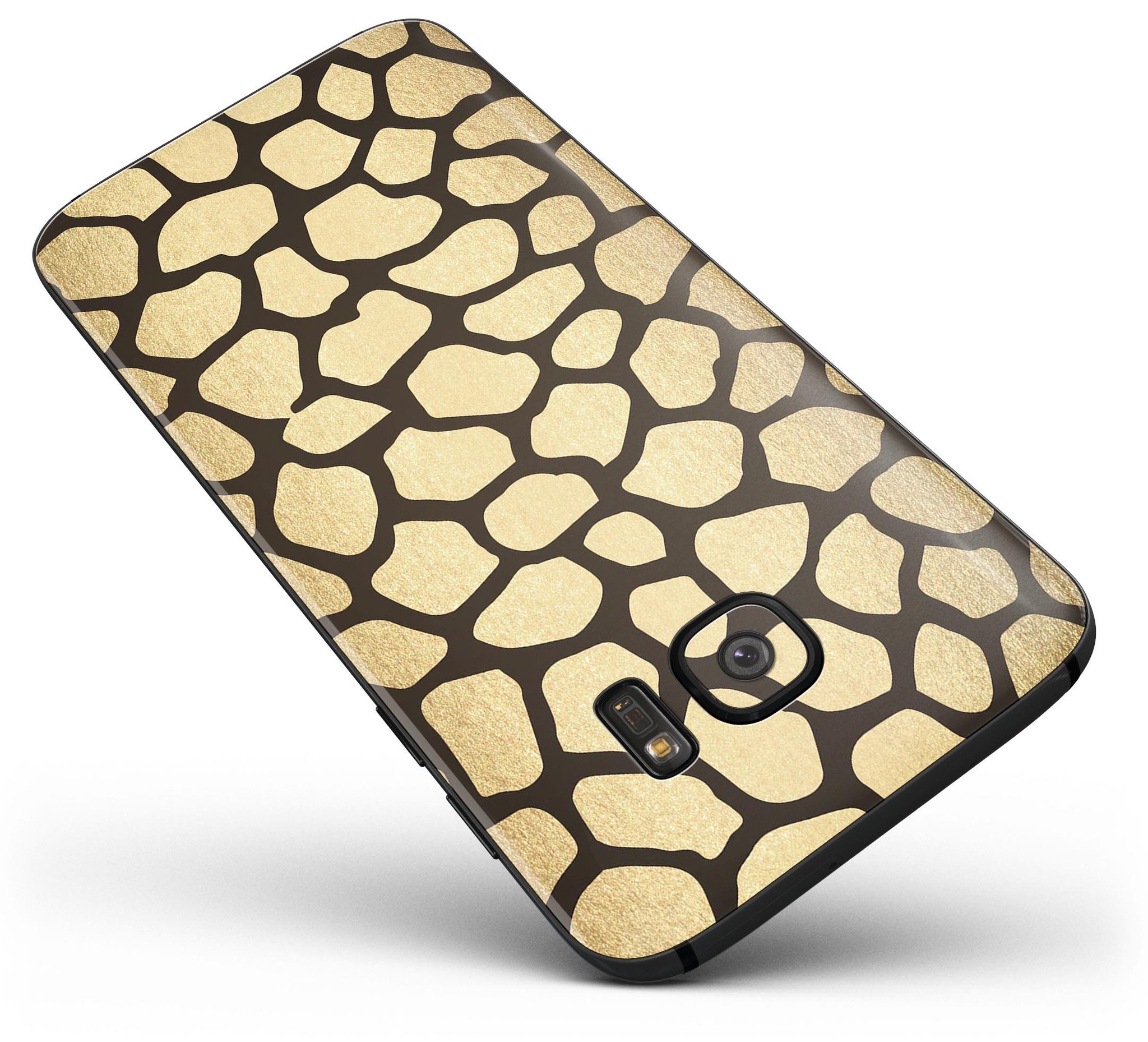 Dark Gold Flaked Animal v2 Full Body Skin-Kit for Samsung Galaxy S7 and S7 Edge, showcasing premium vinyl design and stylish finish.