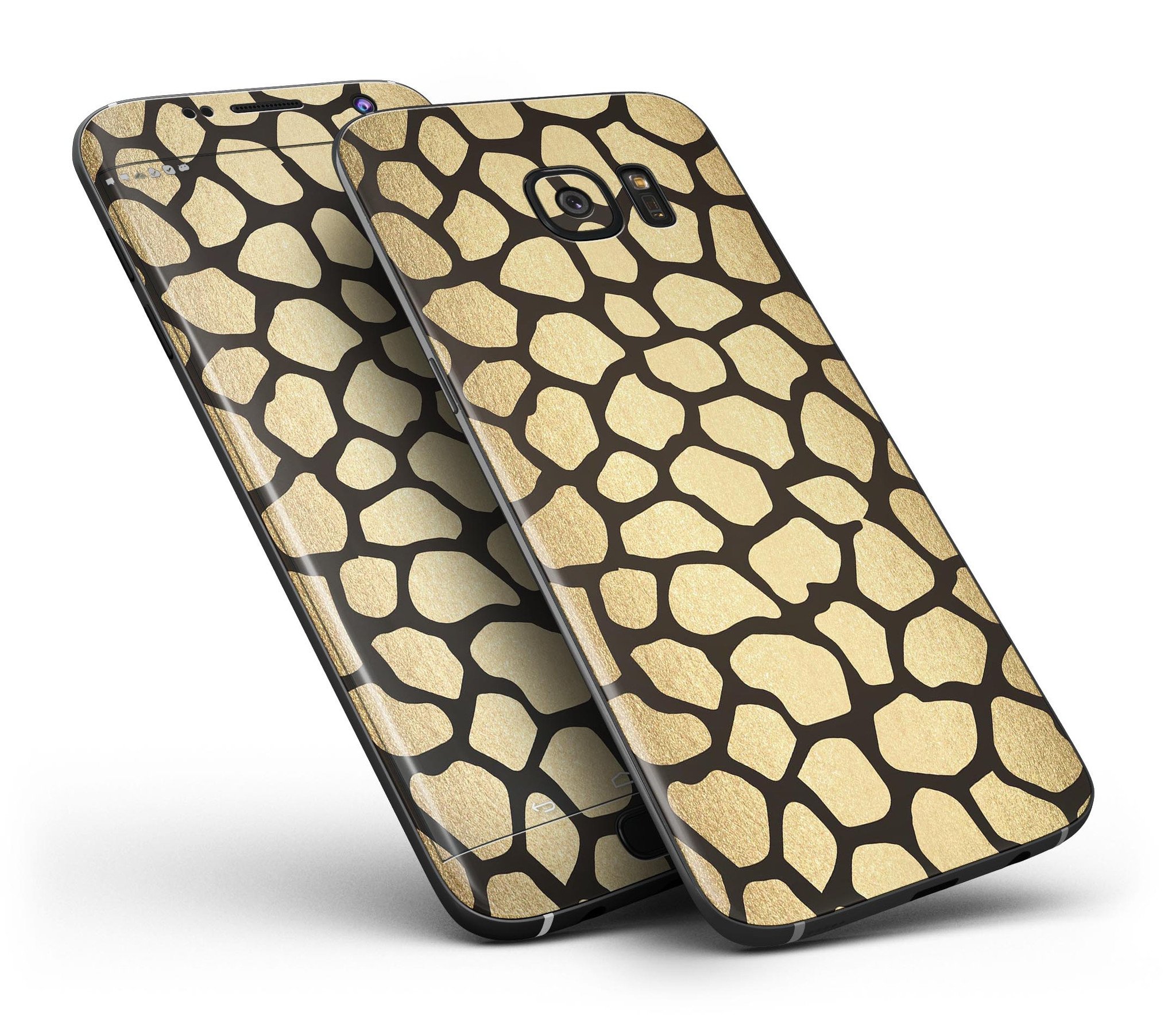 Dark Gold Flaked Animal v2 Full Body Skin-Kit for Samsung Galaxy S7 and S7 Edge, showcasing premium vinyl design and stylish finish.