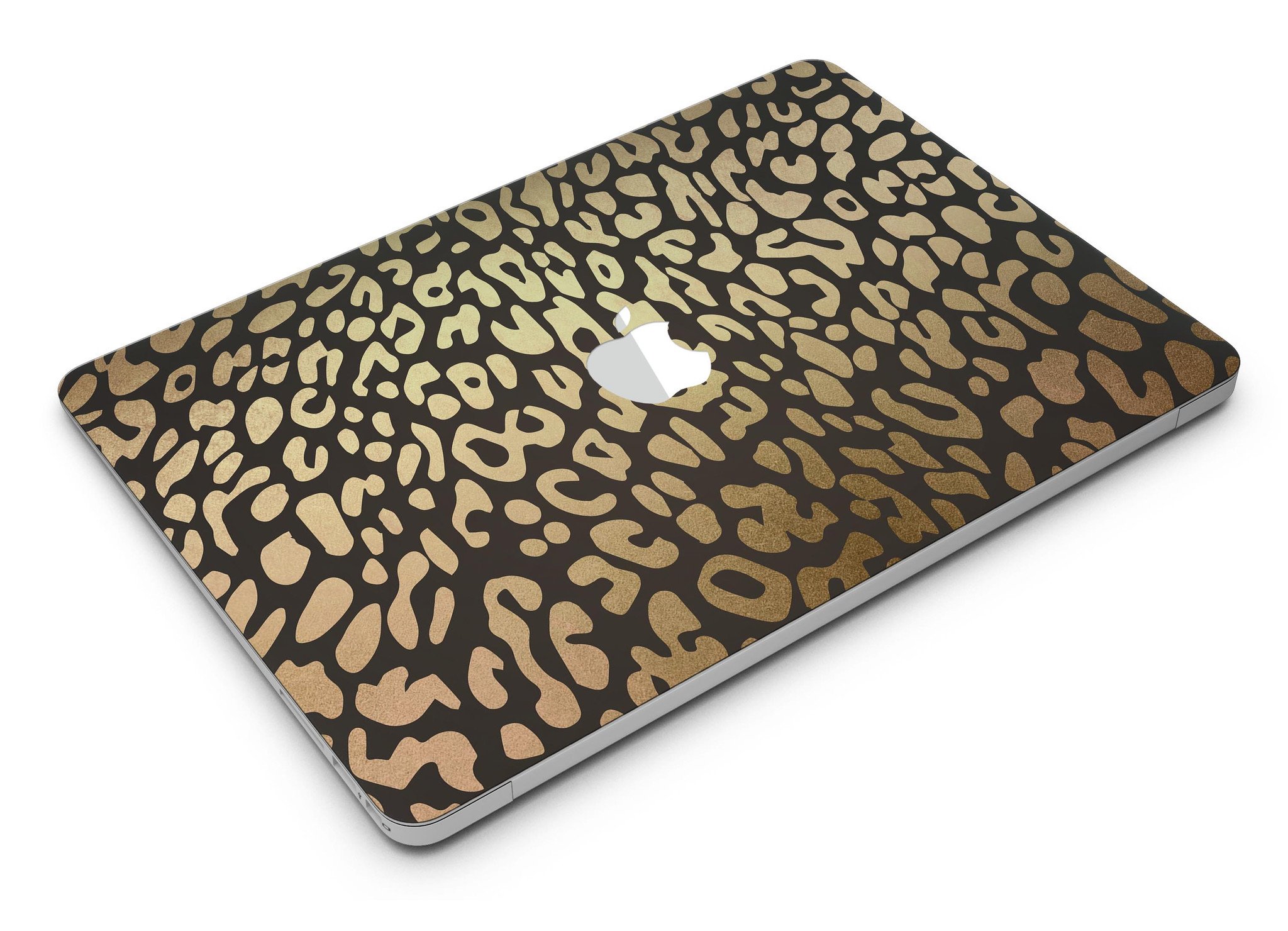Dark Gold Flaked Animal v3 MacBook Air Skin Kit showcasing a stylish design with gold flakes on a dark background.