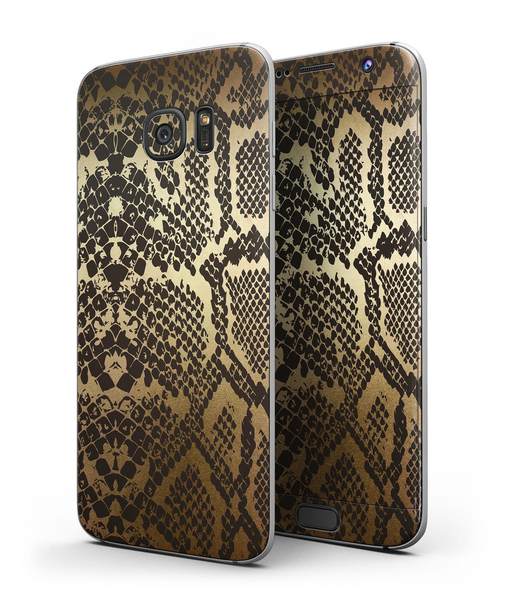 Dark Gold Flaked Animal v4 Full Body Skin-Kit for Samsung Galaxy S7/S7 Edge, showcasing premium vinyl design and stylish finish.