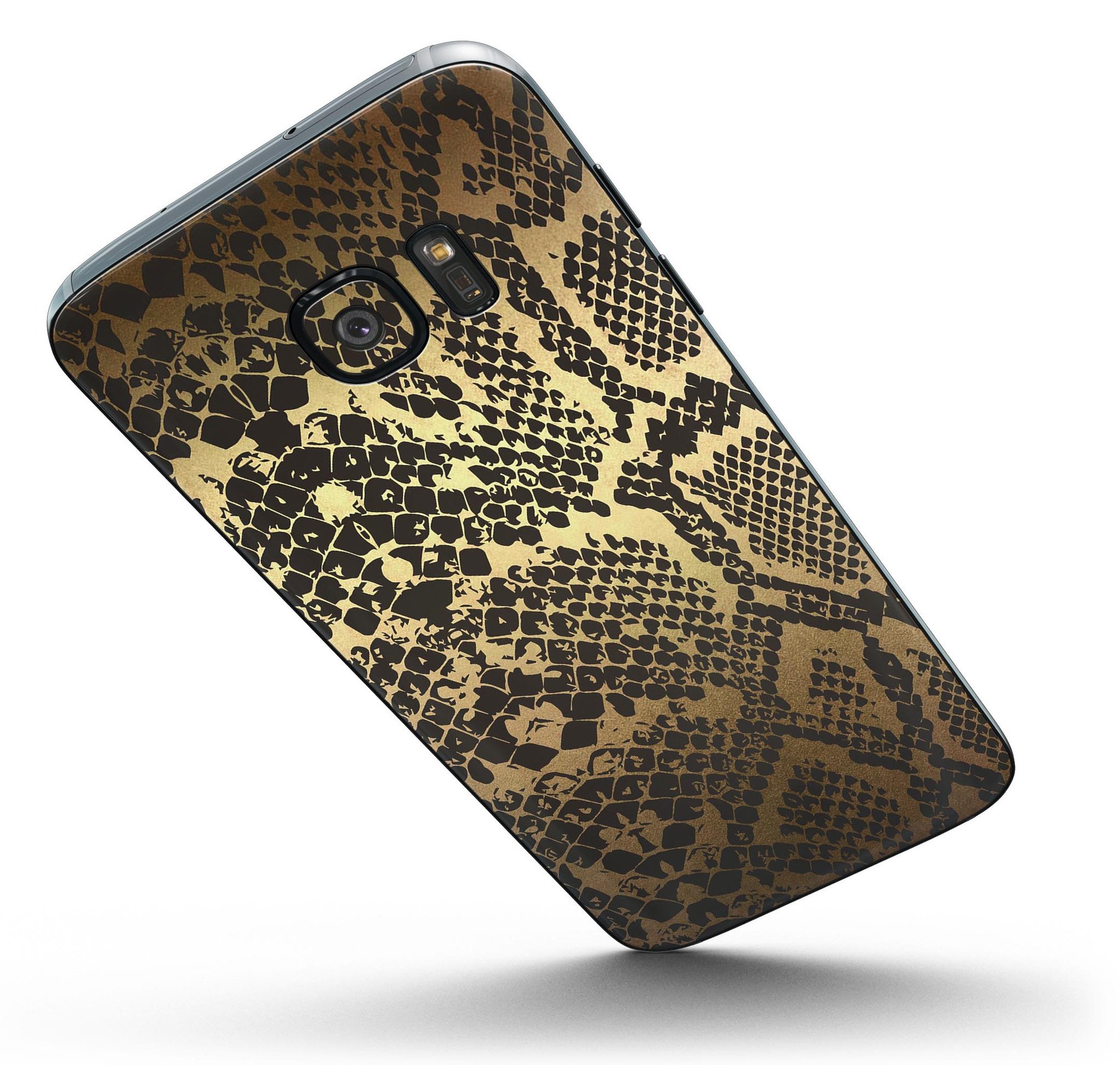 Dark Gold Flaked Animal v4 Full Body Skin-Kit for Samsung Galaxy S7/S7 Edge, showcasing premium vinyl design and stylish finish.