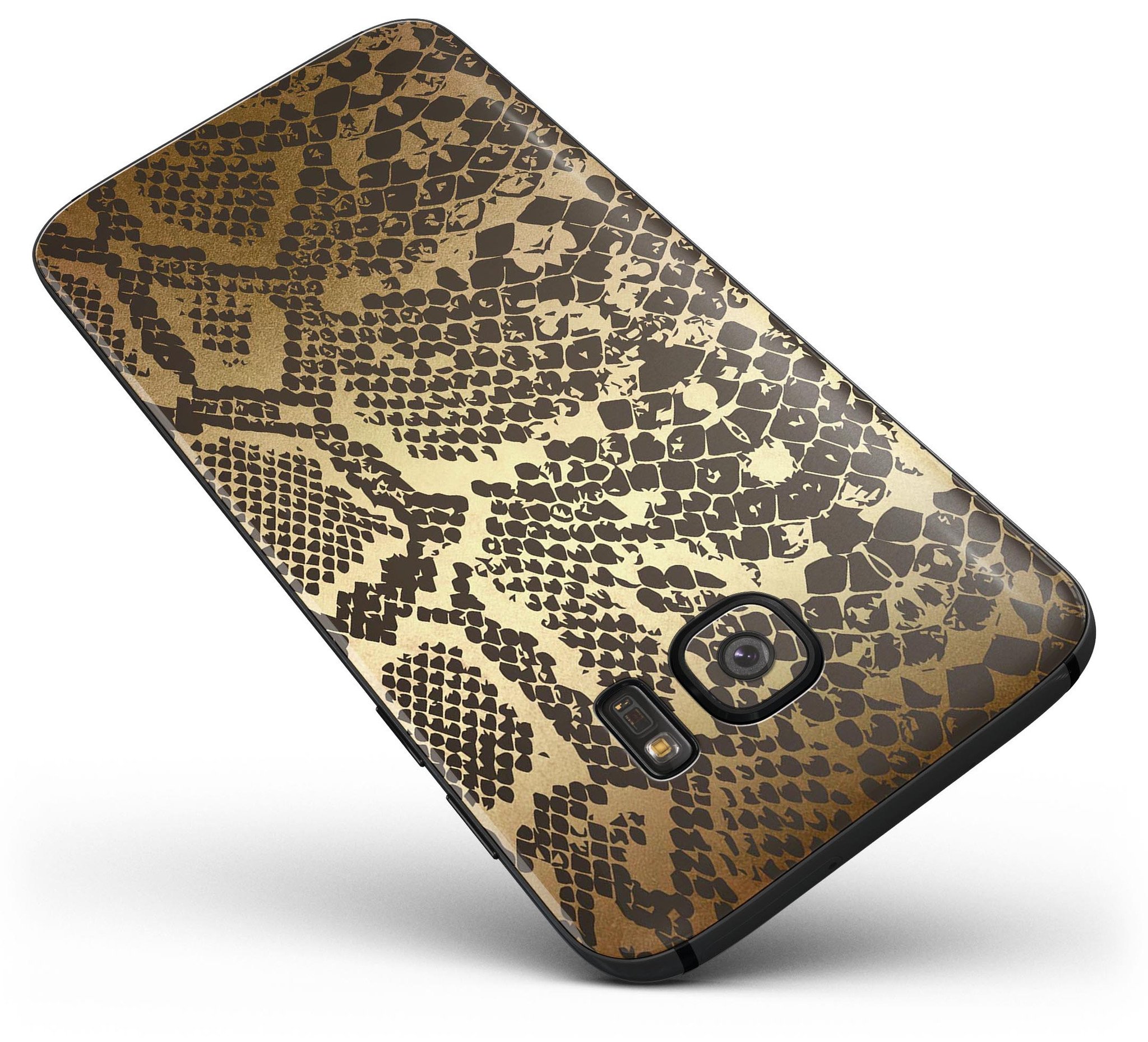 Dark Gold Flaked Animal v4 Full Body Skin-Kit for Samsung Galaxy S7/S7 Edge, showcasing premium vinyl design and stylish finish.