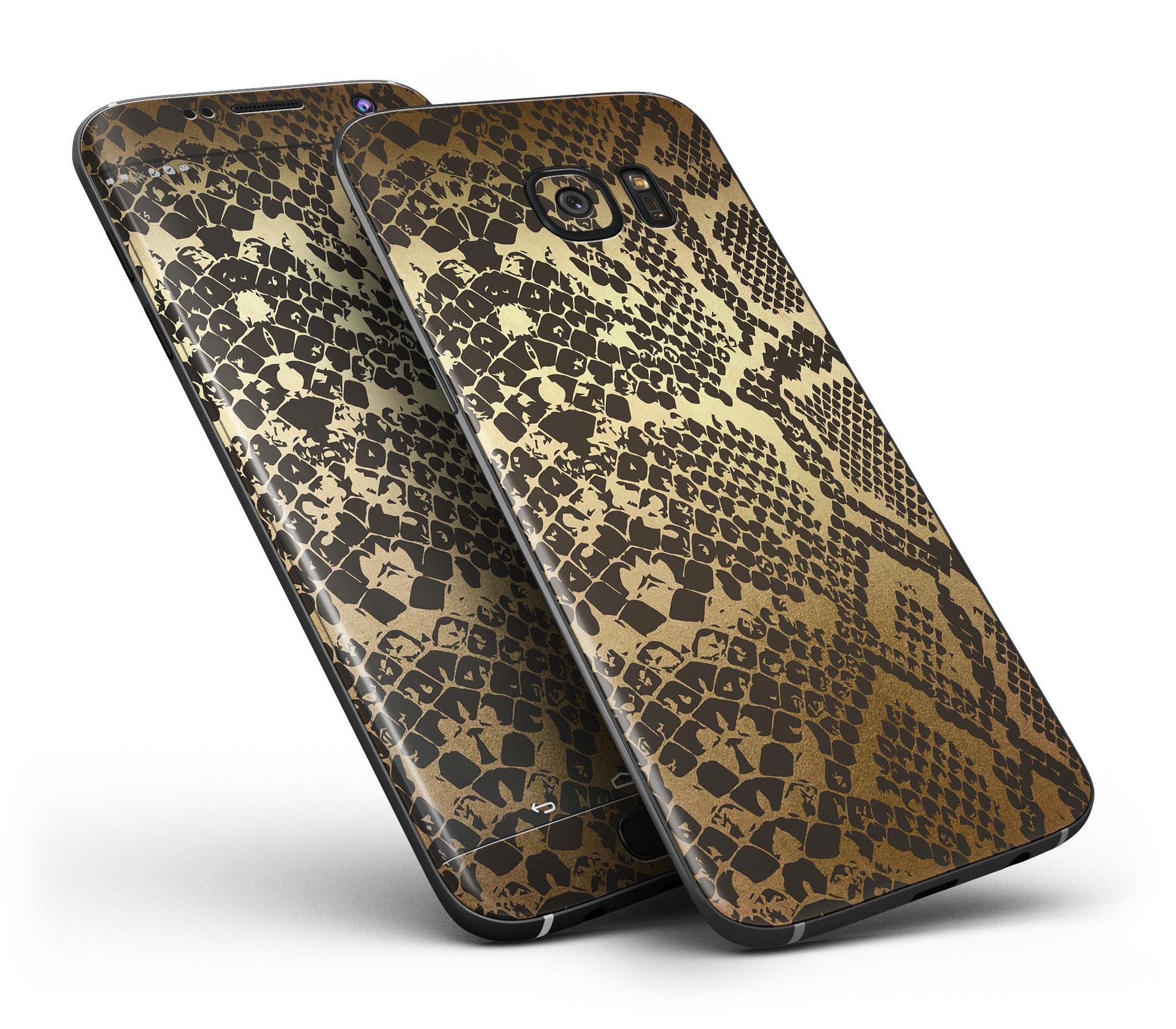 Dark Gold Flaked Animal v4 Full Body Skin-Kit for Samsung Galaxy S7/S7 Edge, showcasing premium vinyl design and stylish finish.