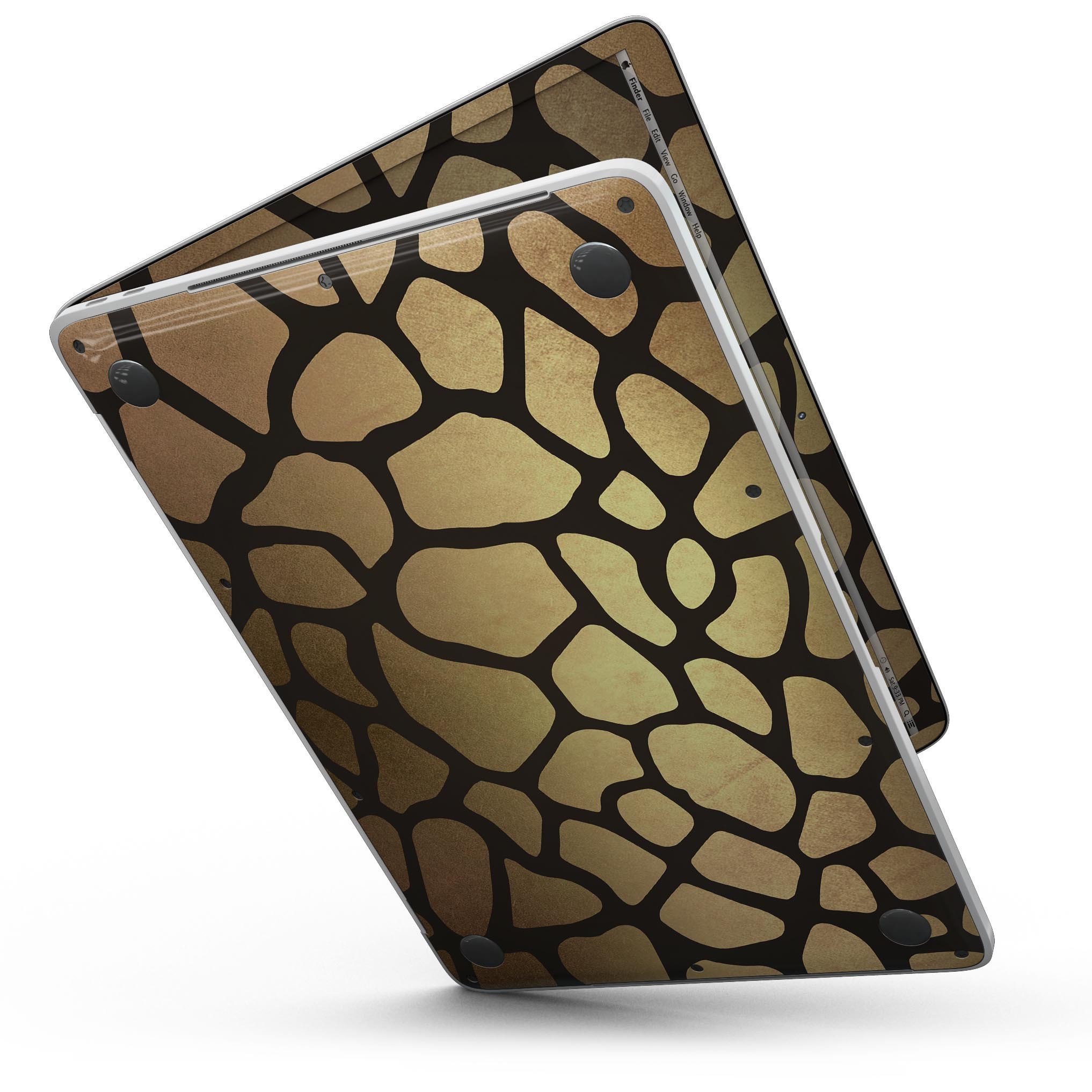 Dark Gold Flaked Skin for 13" MacBook Pro without Touch Bar, showcasing a stylish design and premium vinyl material.