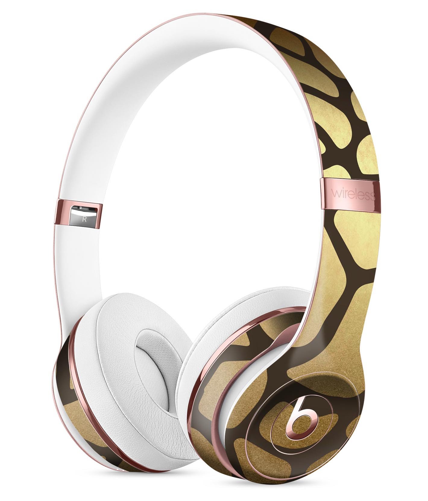 Dark Gold Flaked Full-Body Skin Kit for Beats by Dre Solo 3 Wireless Headphones, showcasing a stylish design and premium vinyl material.