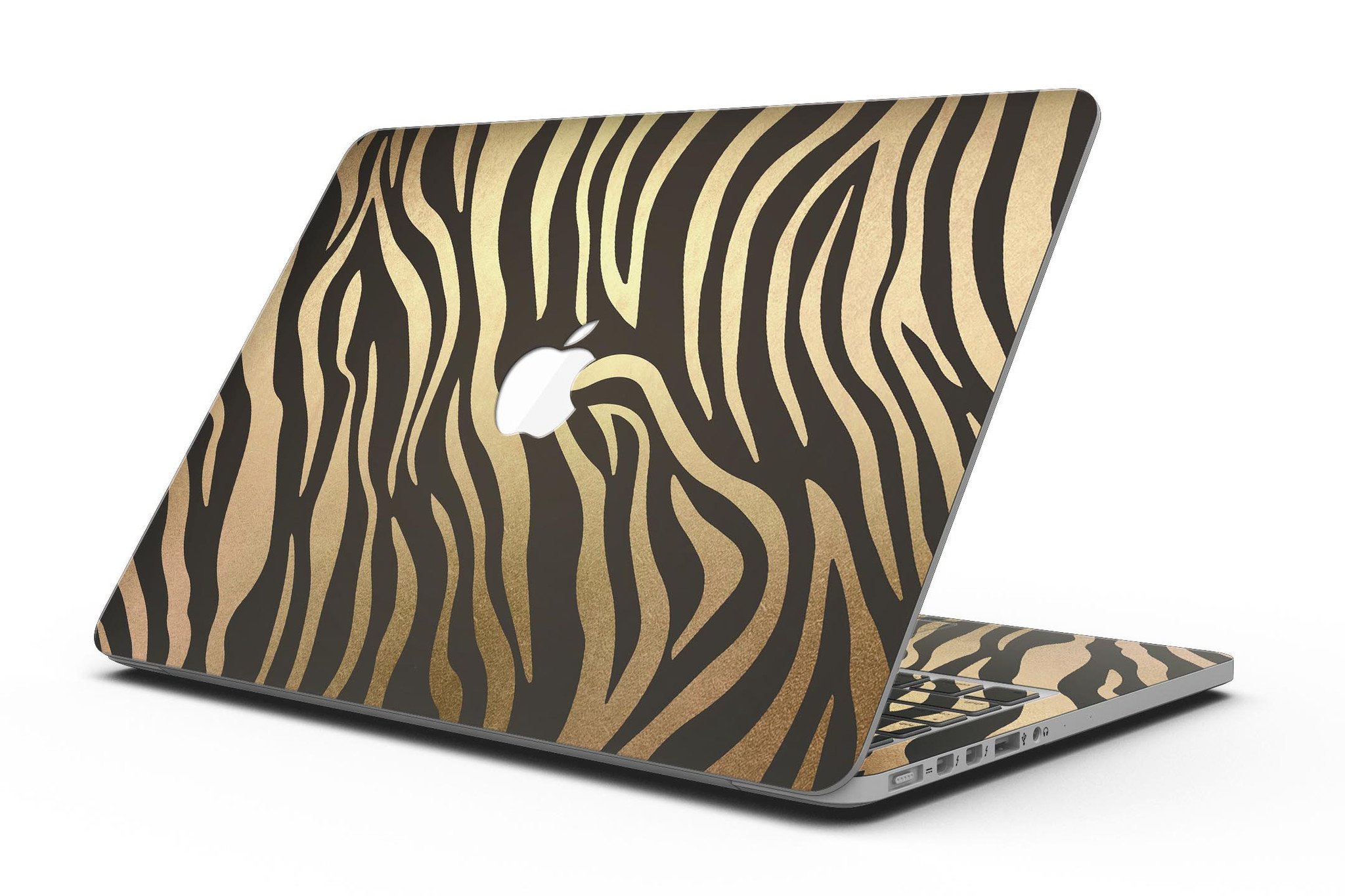 Dark Gold Flaked Animal v6 skin for MacBook Pro with Retina Display, showcasing a stylish design that protects the device.