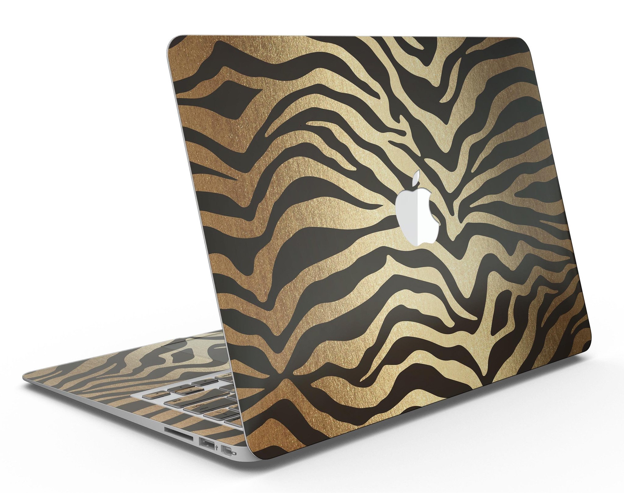Dark Gold Flaked Animal v7 MacBook Air Skin Kit showcasing a stylish design with premium vinyl finish.