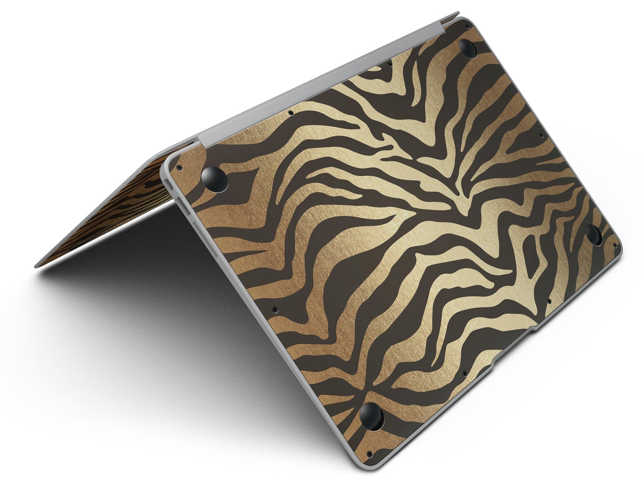 Dark Gold Flaked Animal v7 MacBook Air Skin Kit showcasing a stylish design with premium vinyl finish.