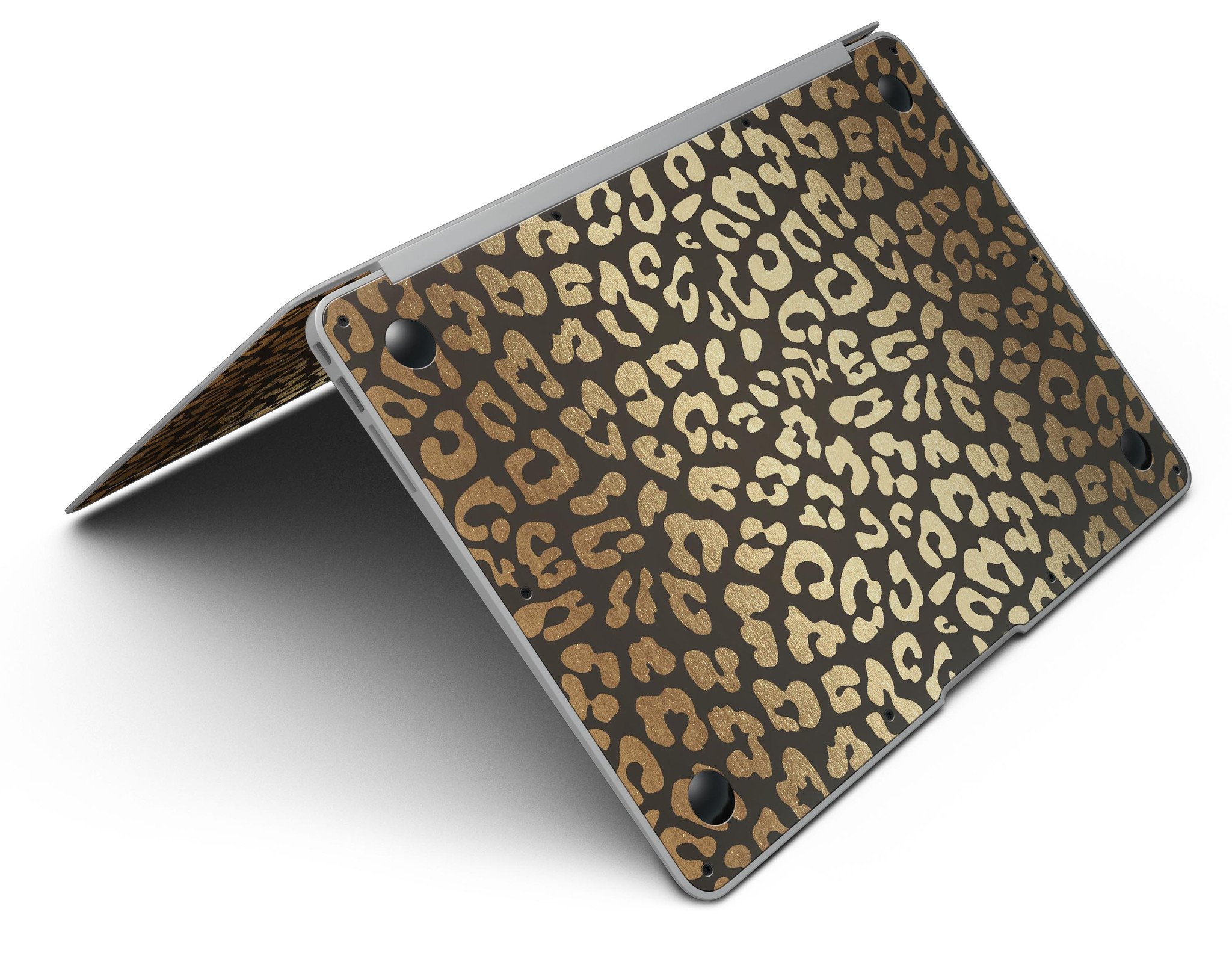 Dark Gold Flaked Animal v8 skin kit for MacBook Air, showcasing a stylish design with a premium vinyl finish.