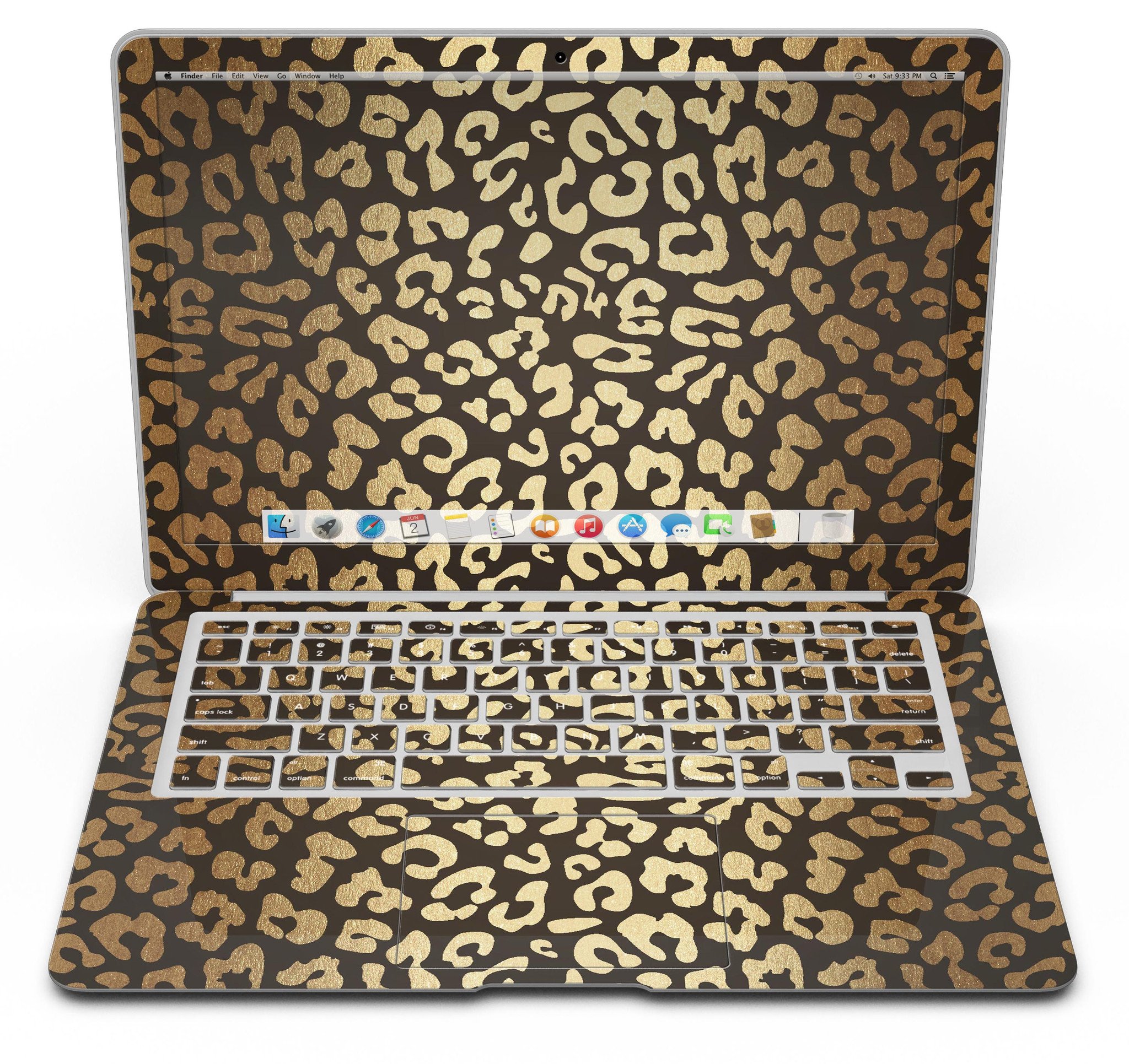Dark Gold Flaked Animal v8 skin kit for MacBook Air, showcasing a stylish design with a premium vinyl finish.