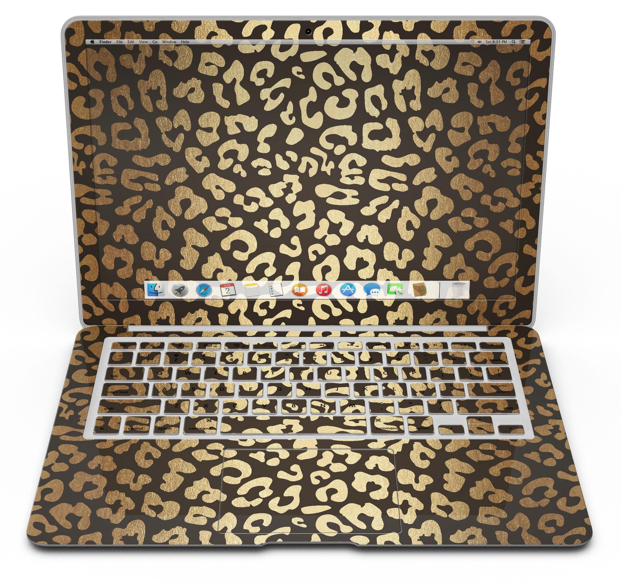 Dark Gold Flaked Animal v8 skin kit for MacBook Air, showcasing a stylish design with a premium vinyl finish.
