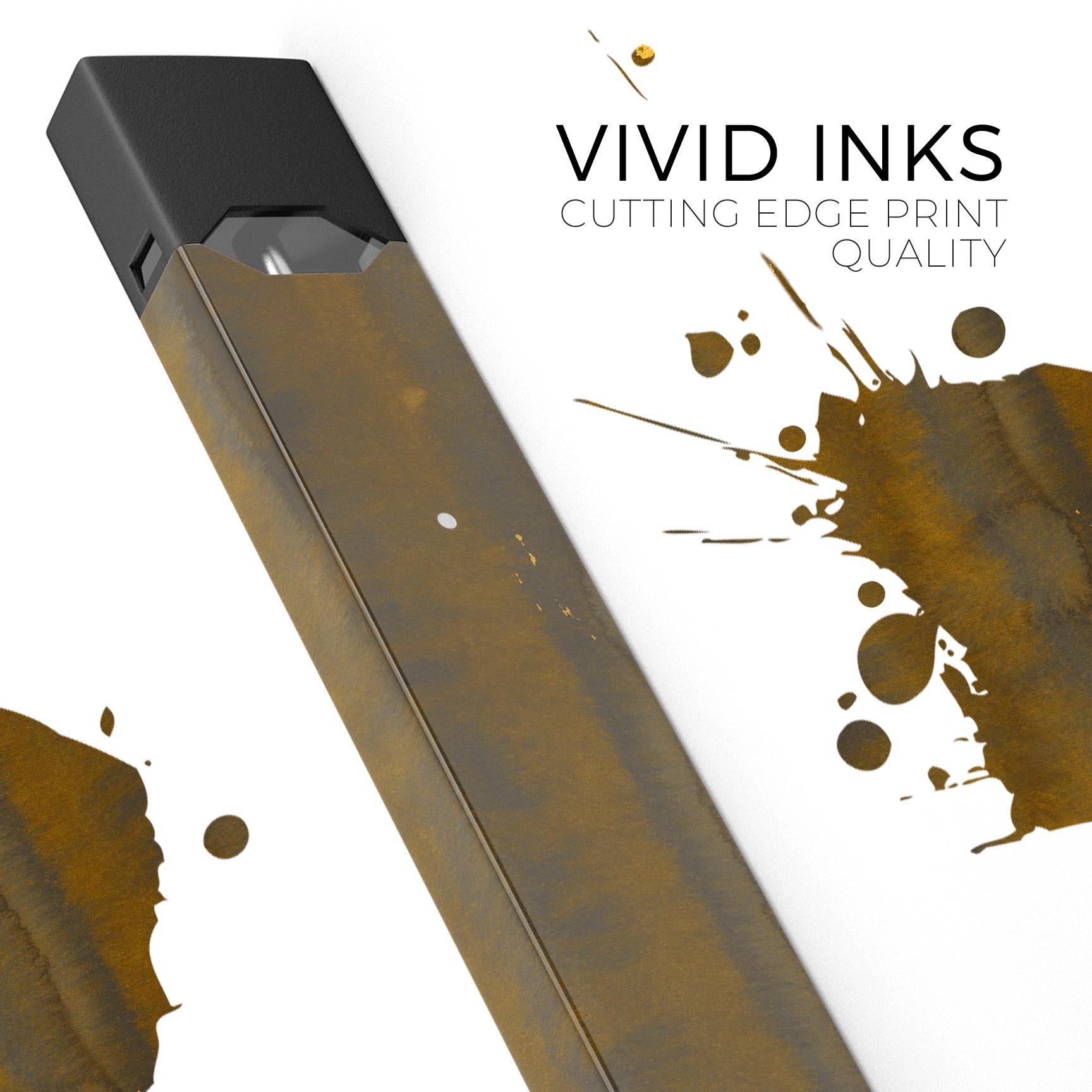 Dark Gold Reflection decal with gold specks designed for JUUL vaping device, showcasing a premium finish and protective features.