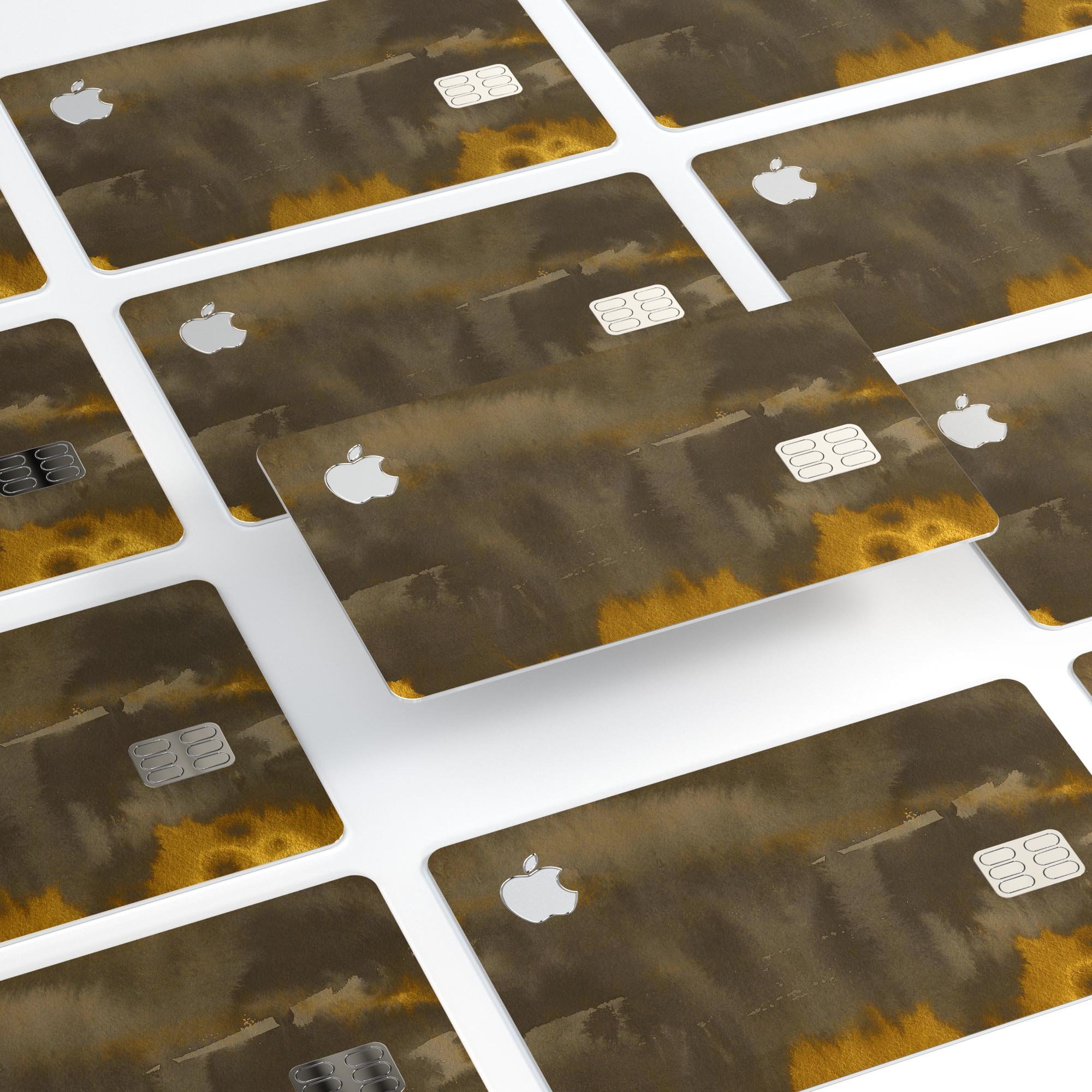 Dark Gray and Gold Cavern V3 decal skin-kit for Apple Card, showcasing premium vinyl design and protective features.