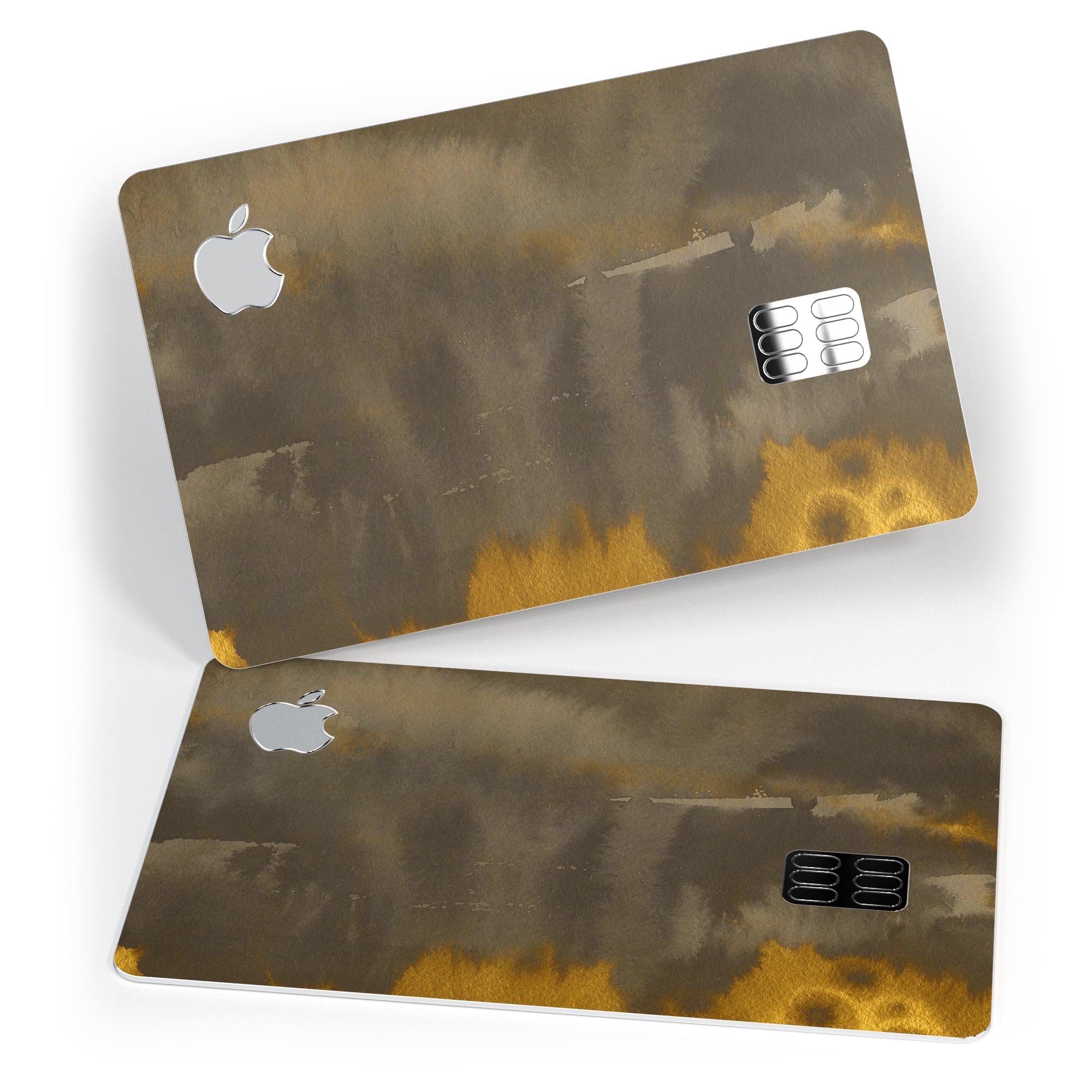 Dark Gray and Gold Cavern V3 decal skin-kit for Apple Card, showcasing premium vinyl design and protective features.