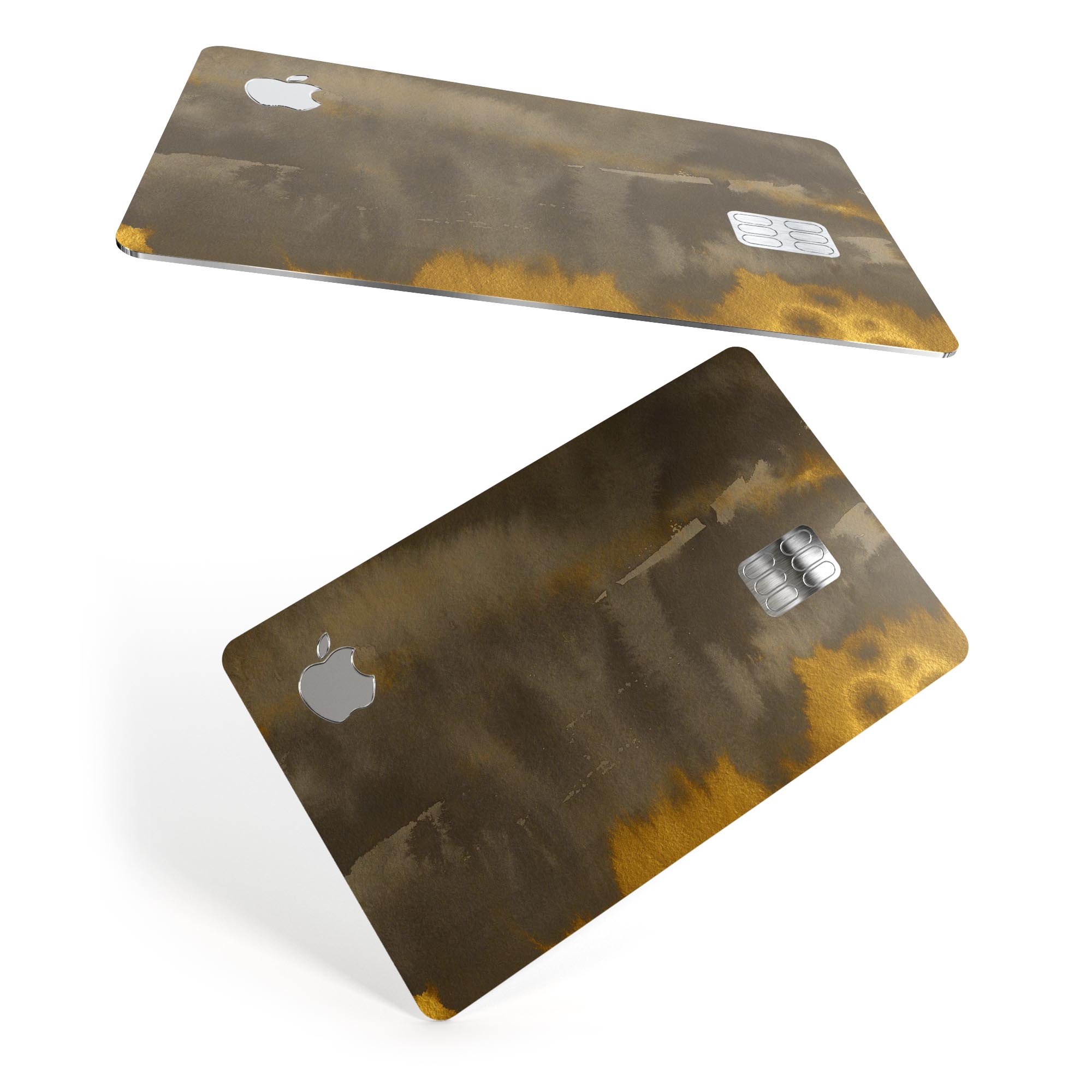 Dark Gray and Gold Cavern V3 decal skin-kit for Apple Card, showcasing premium vinyl design and protective features.