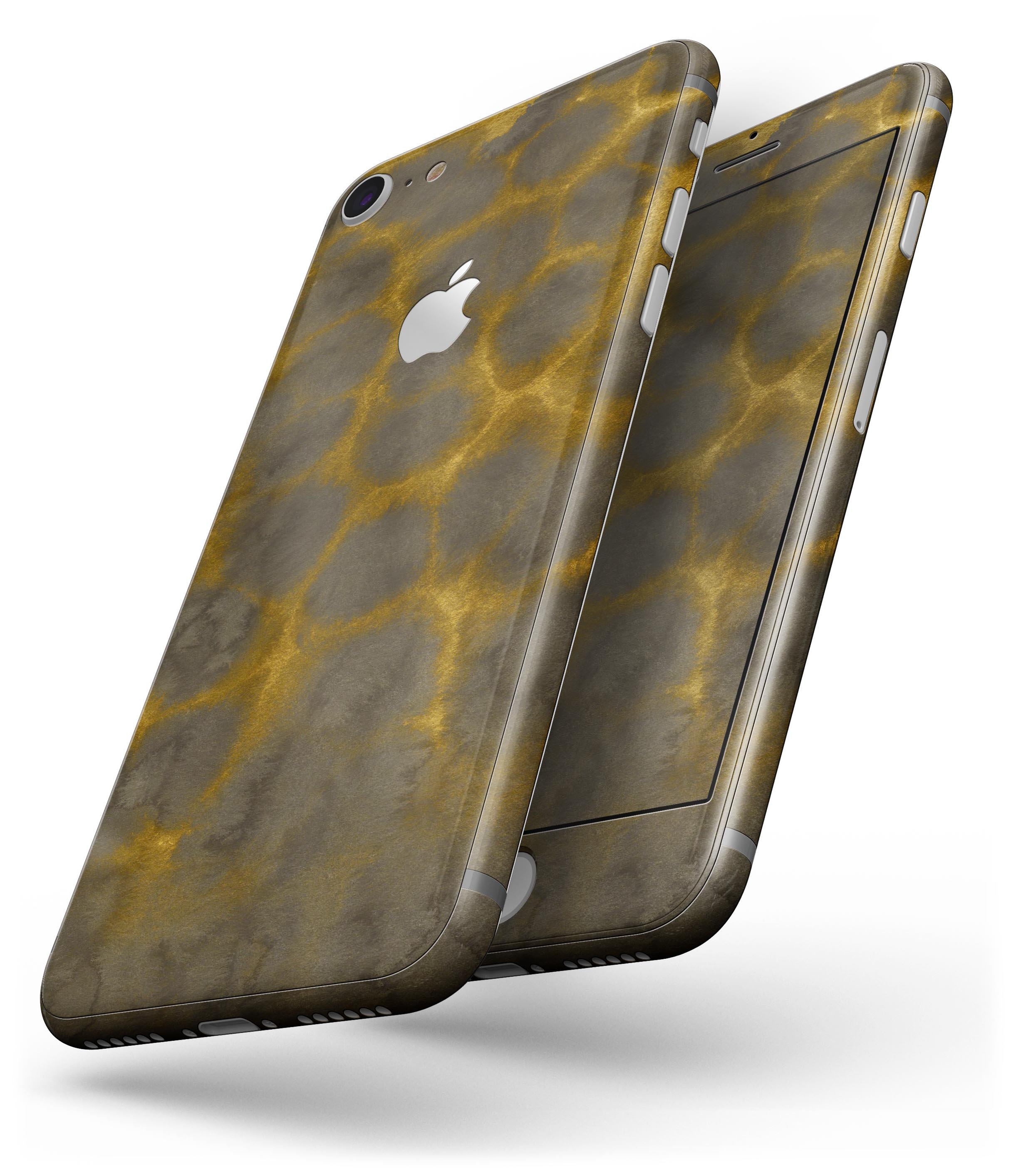 Dark Gray and Golden Honeycomb skin for iPhone 8 and 8 Plus, showcasing its stylish design and premium vinyl material.