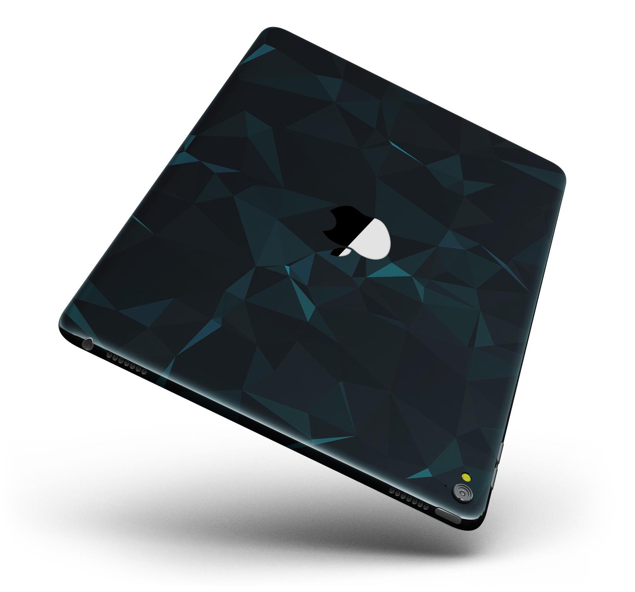 Dark green and black geometric triangles full body skin for iPad Pro, showcasing a stylish design that protects the device.
