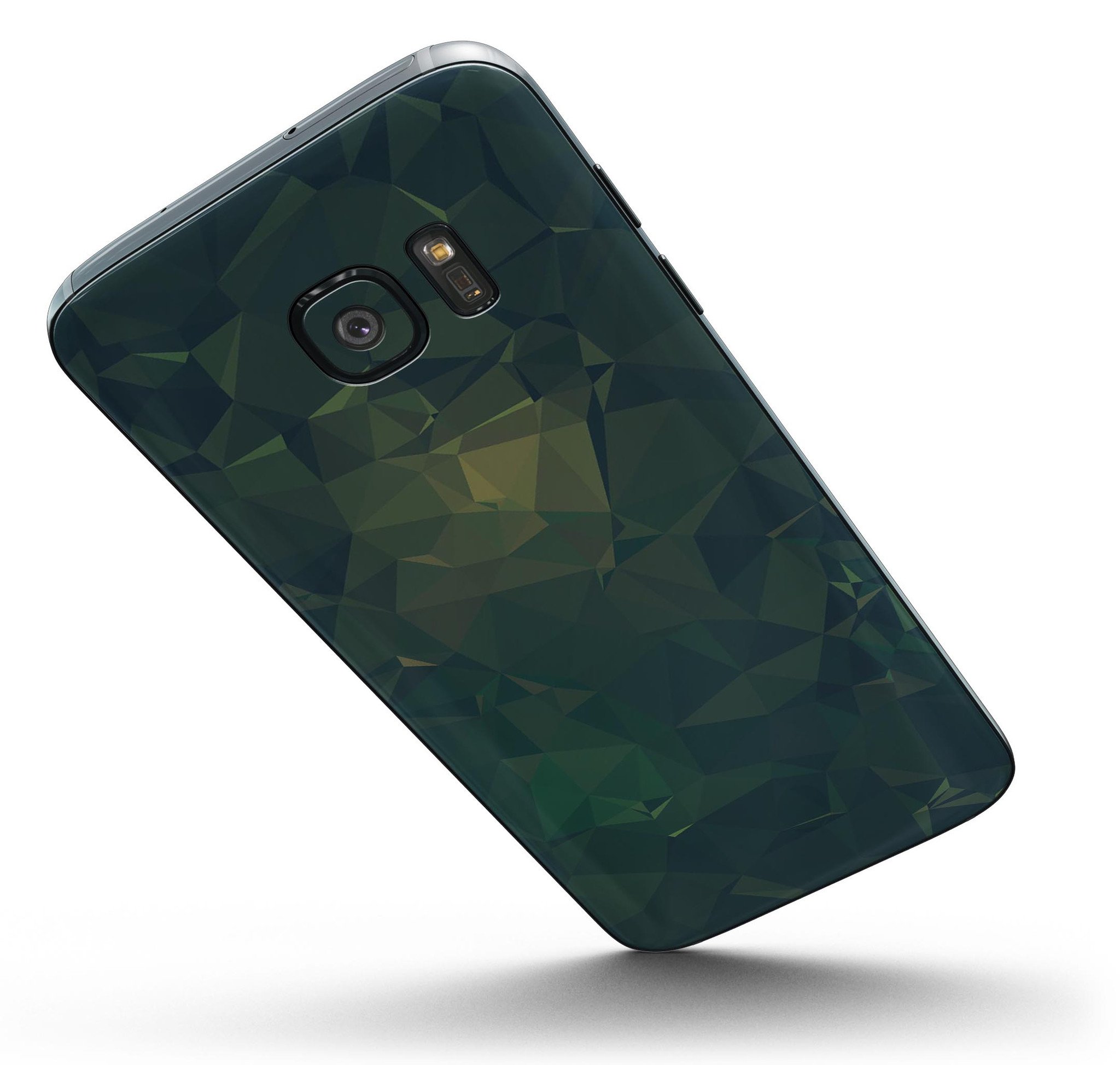 Dark Green Geometric V12 Full Body Skin-Kit for Samsung Galaxy S7 and S7 Edge, showcasing a stylish geometric design.