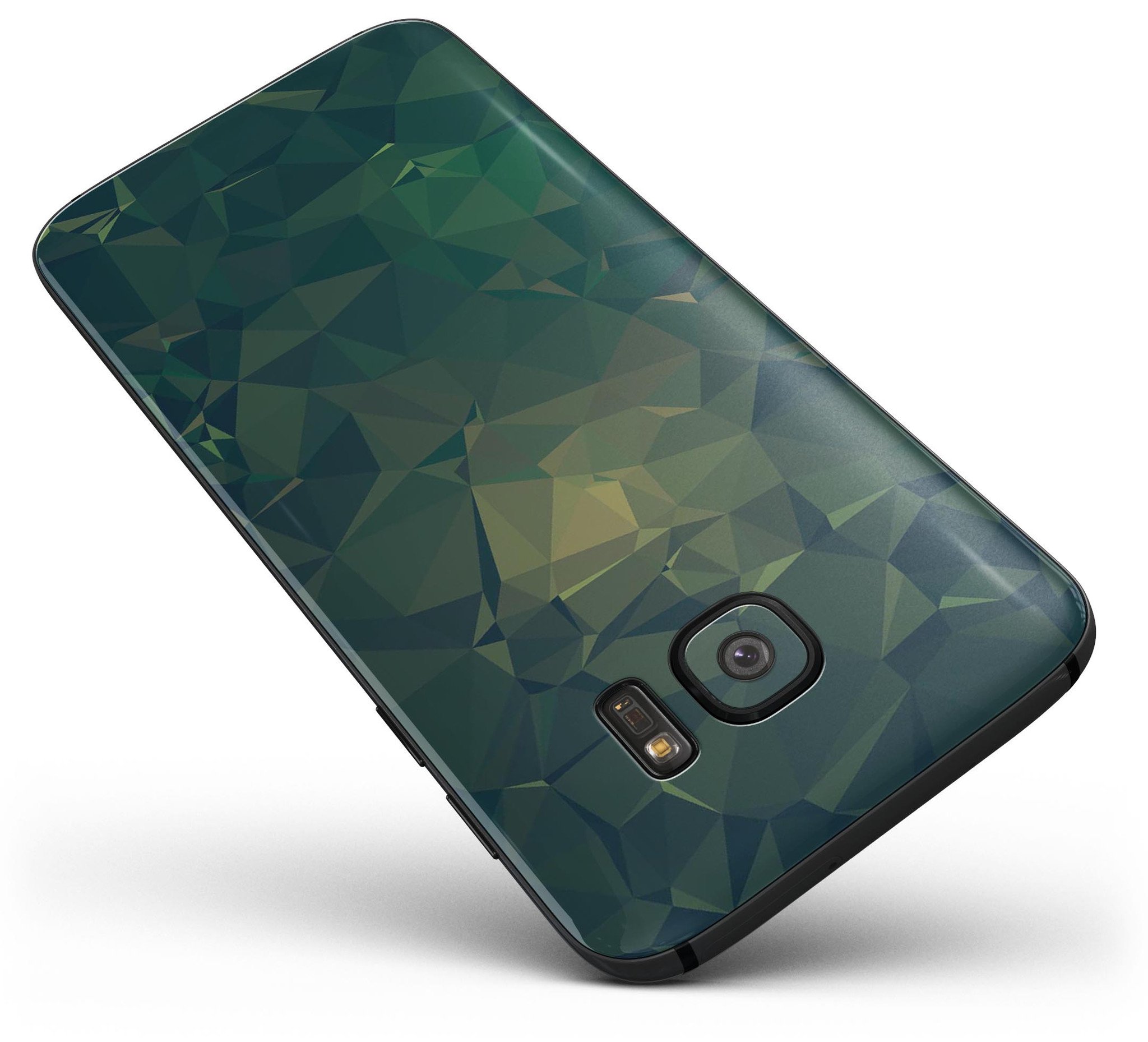 Dark Green Geometric V12 Full Body Skin-Kit for Samsung Galaxy S7 and S7 Edge, showcasing a stylish geometric design.