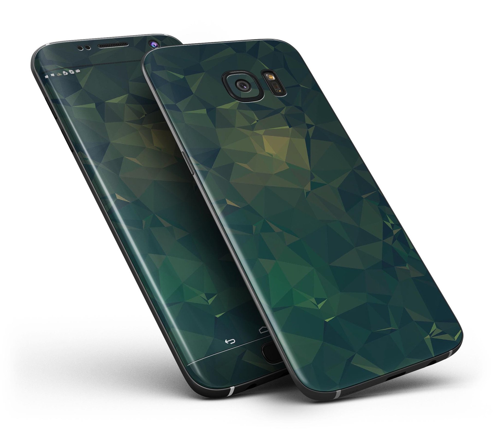 Dark Green Geometric V12 Full Body Skin-Kit for Samsung Galaxy S7 and S7 Edge, showcasing a stylish geometric design.